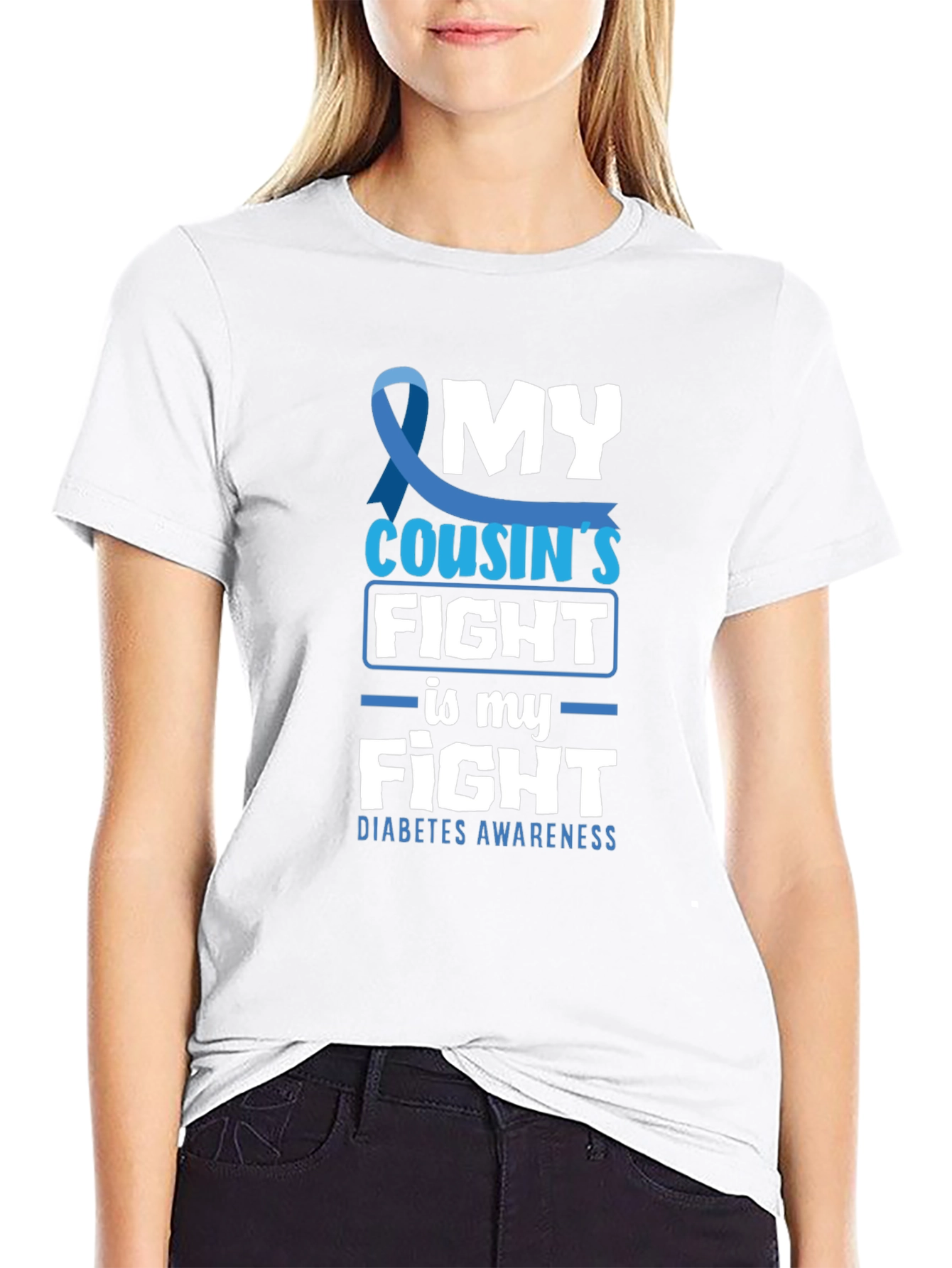 Black Diabetes Awareness T-Shirt - My Cousin's Fight view 9