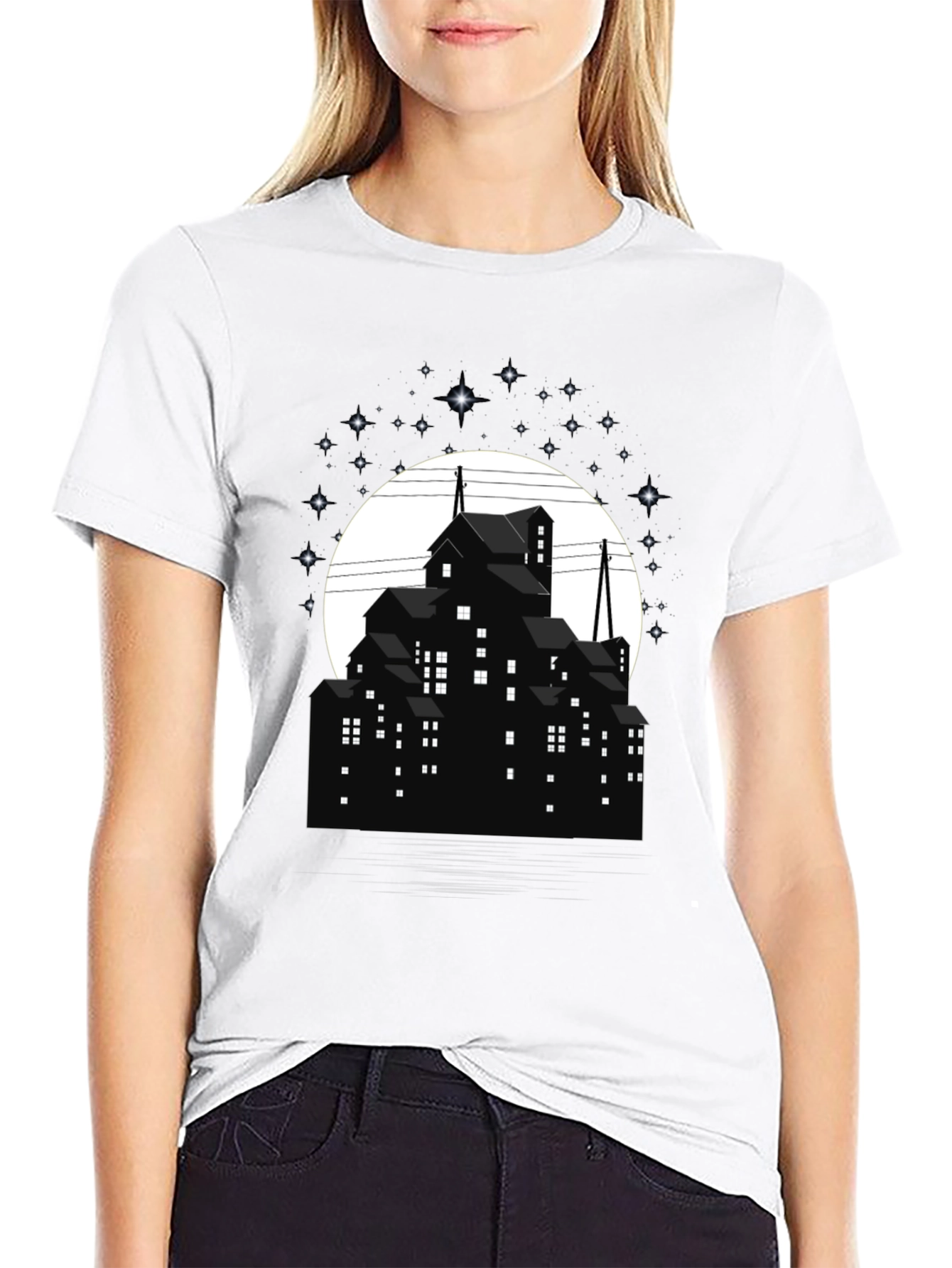 Nightscape Silhouette Graphic Tee - Unique Design - 9