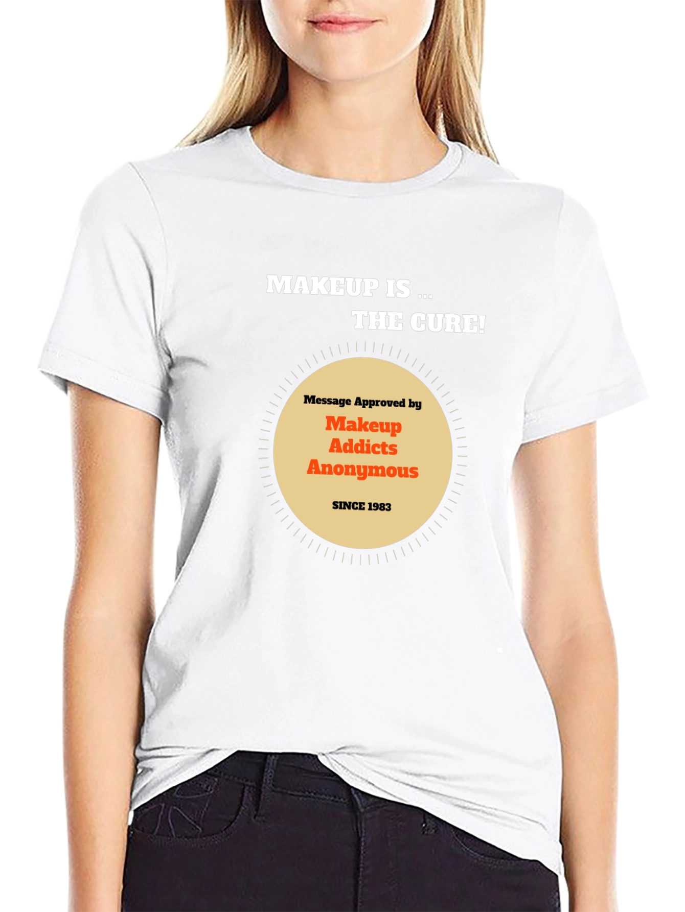 Black Makeup Addicts Anonymous Tee - "Makeup is the cure!" view 9