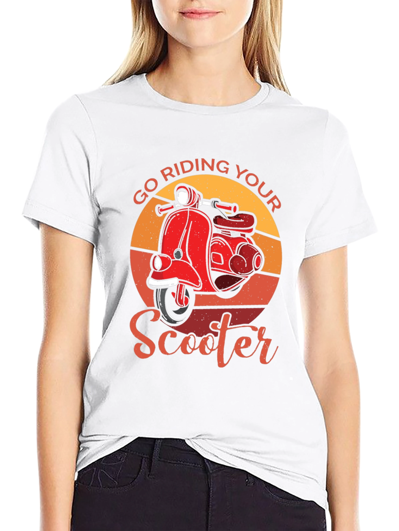 Black Go Riding Your Scooter Retro T-Shirt view 9