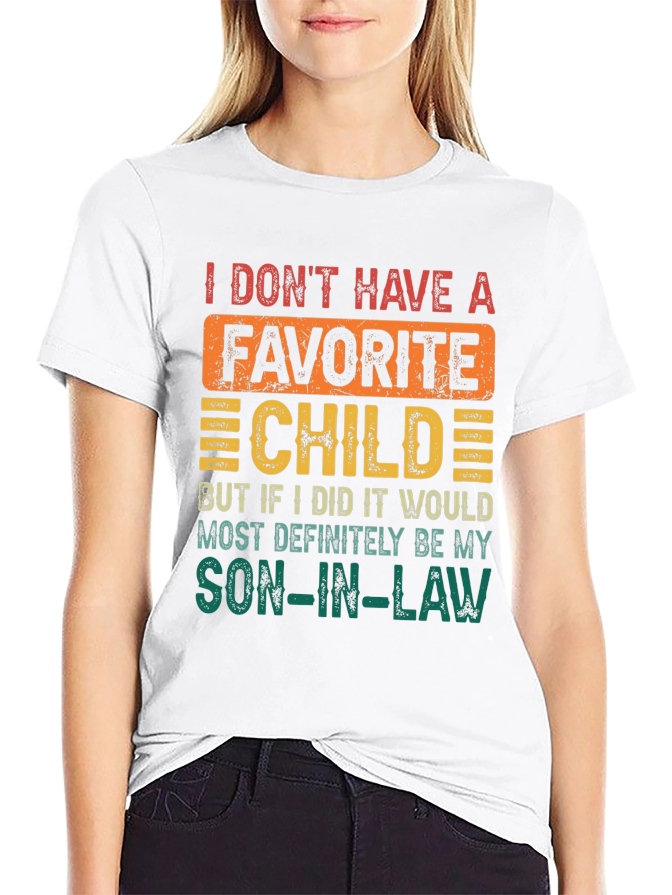 Black Funny Son-in-Law Favorite Child T-Shirt view 9