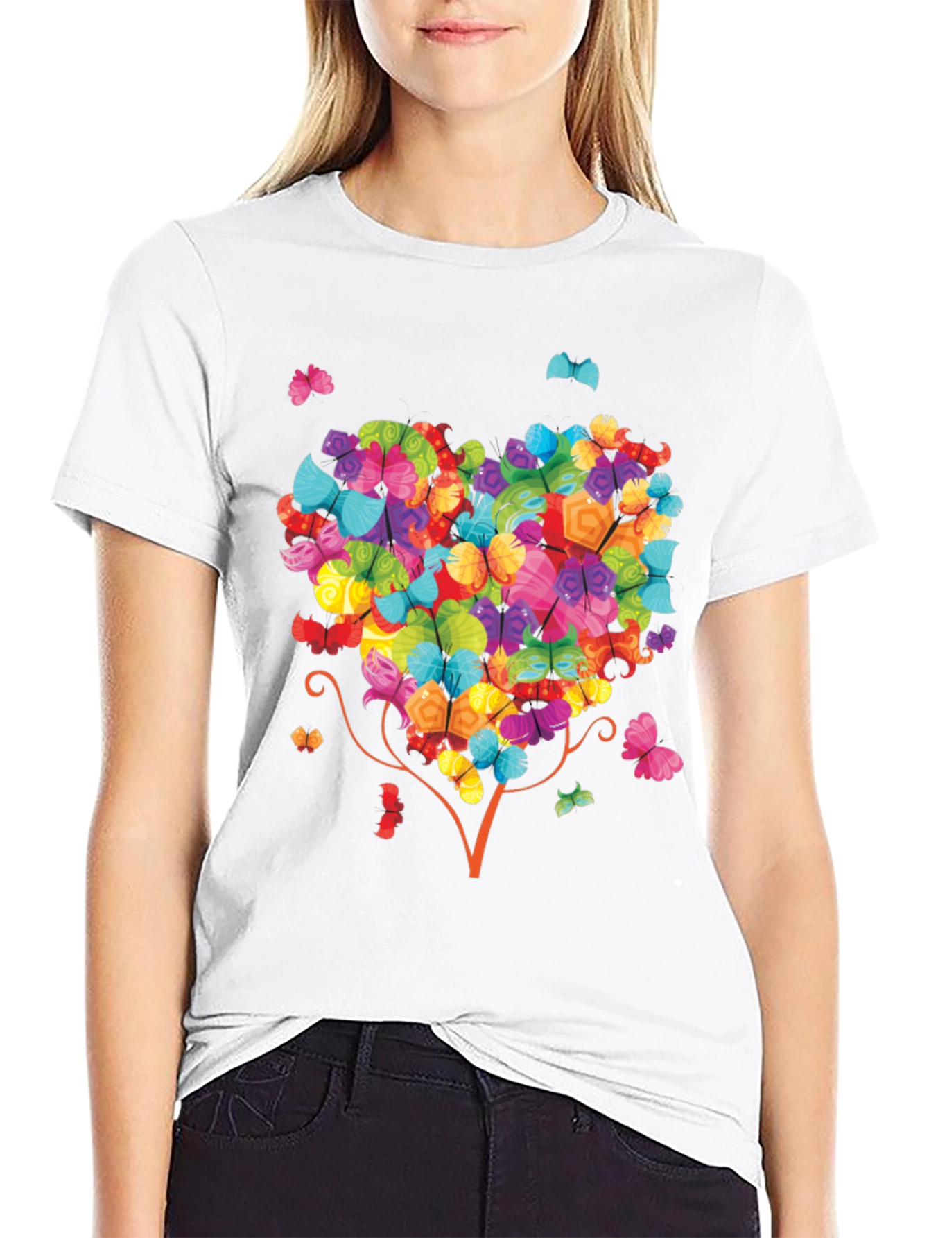 Black Butterfly Heart Tree Graphic Tee - Unique Design view 9