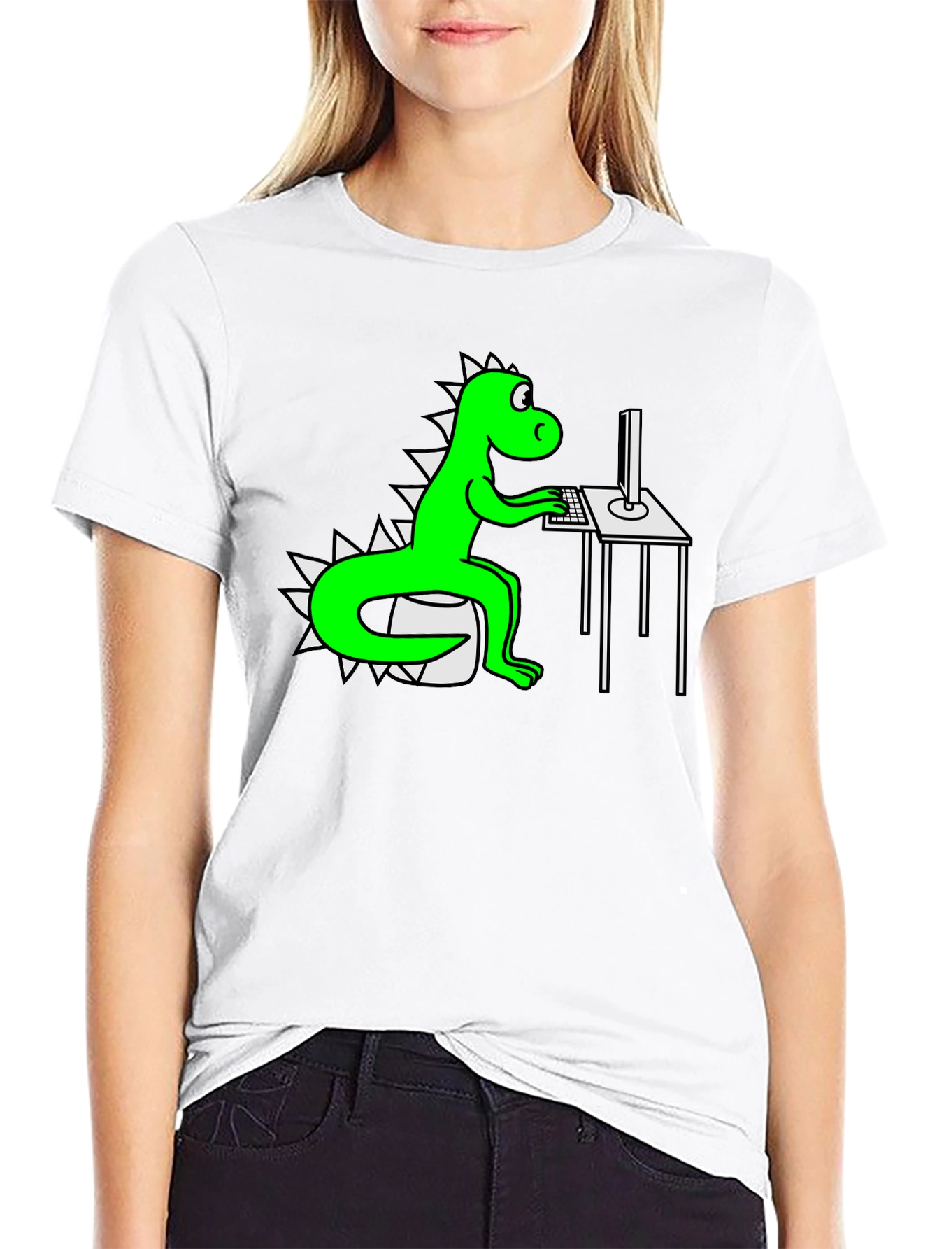 Black Dinosaur Programmer T-Shirt view 9