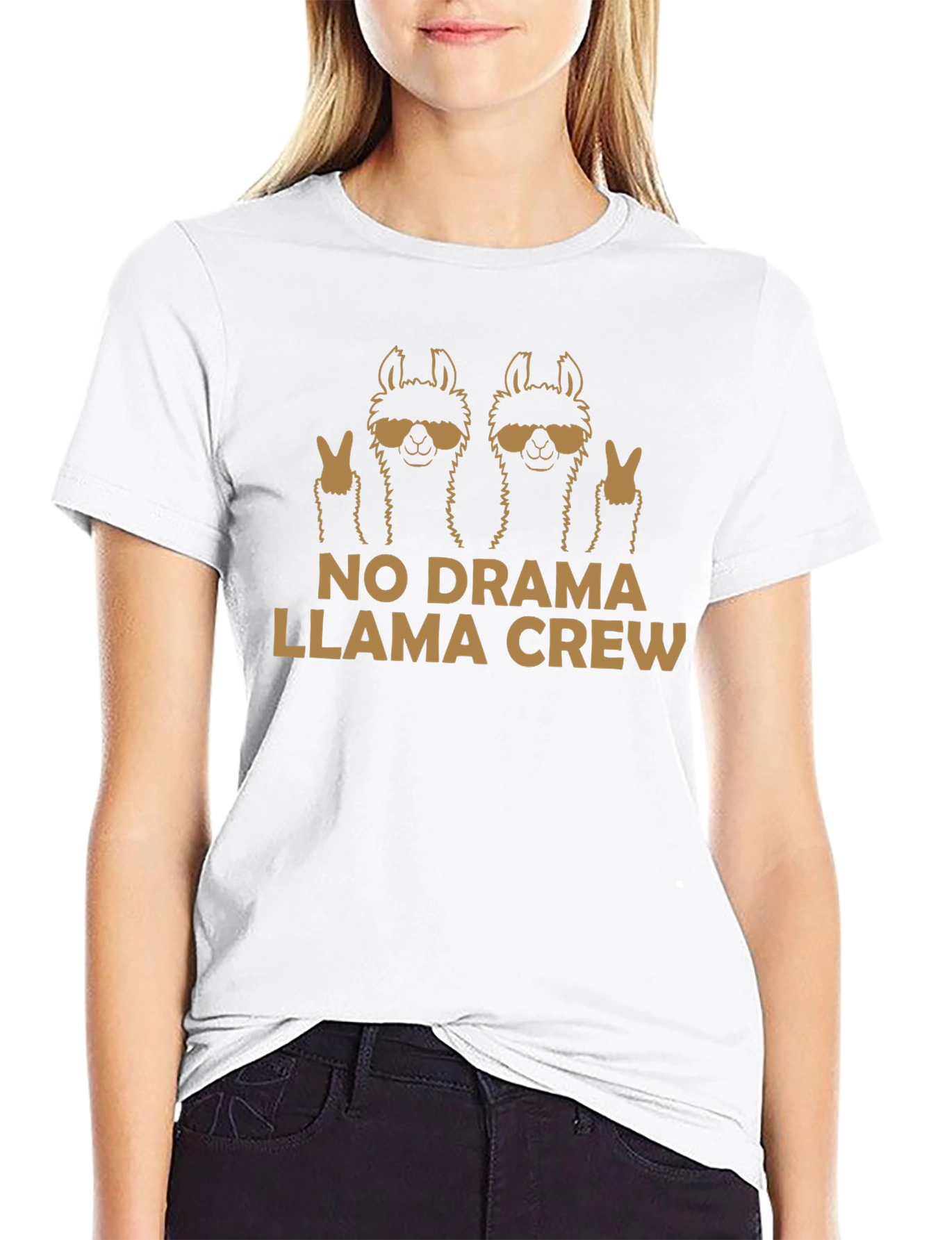 Black No Drama Llama Crew Graphic T-Shirt view 9