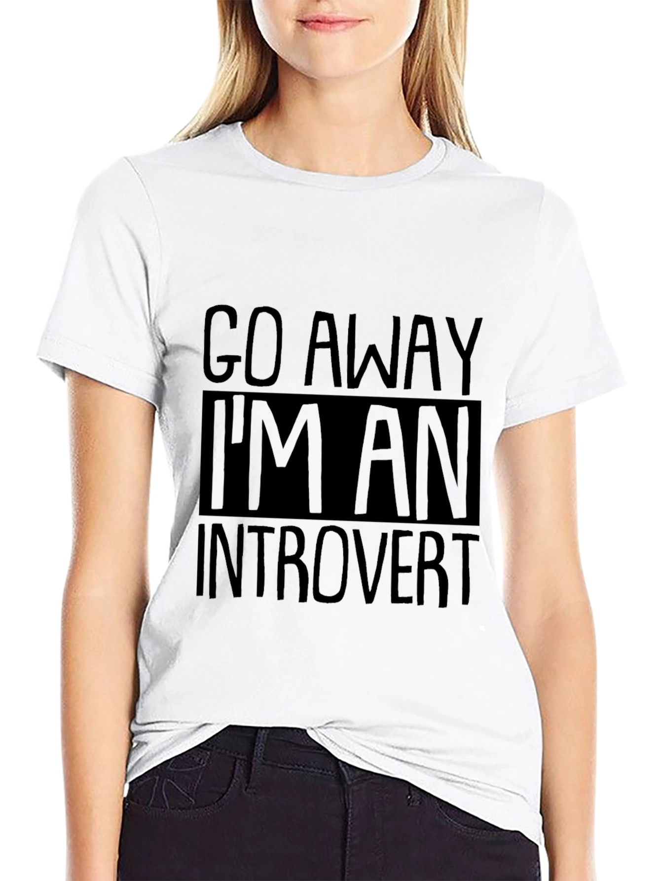 Black Go Away I'm An Introvert Black T-Shirt view 9