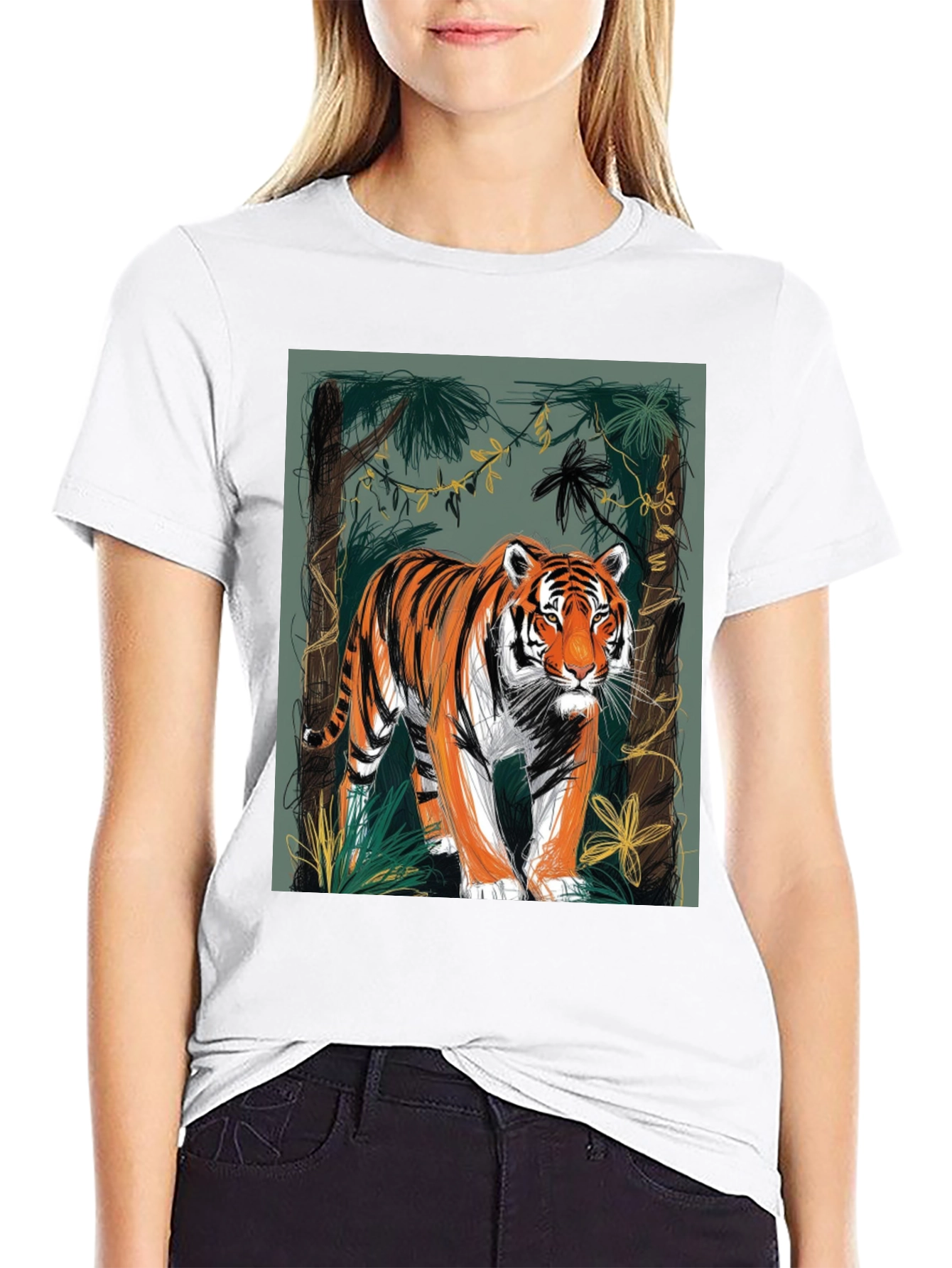 Black Tiger Graphic Tee - Jungle Design view 9
