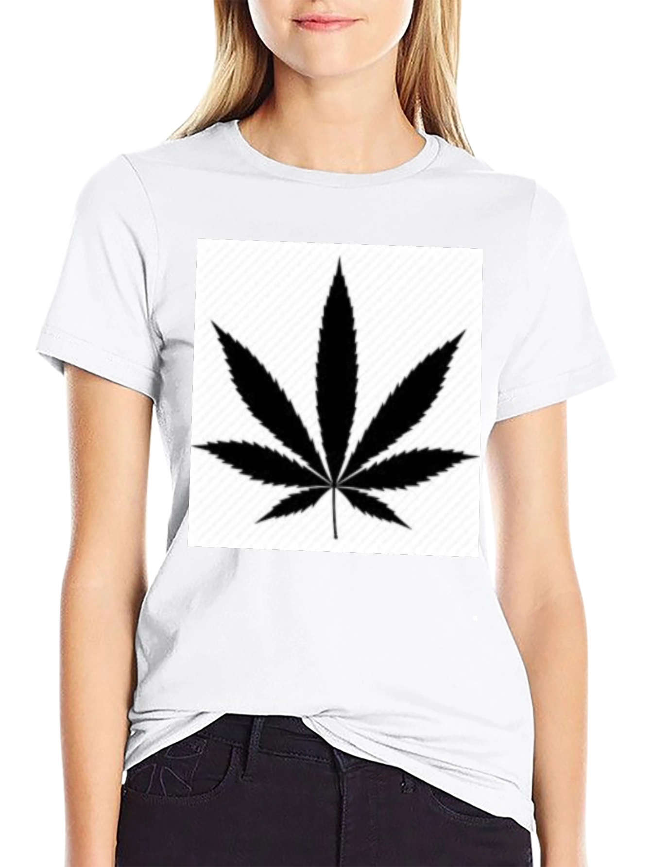 Black Leaf Graphic Tee - Classic Black Cotton T-Shirt view 9
