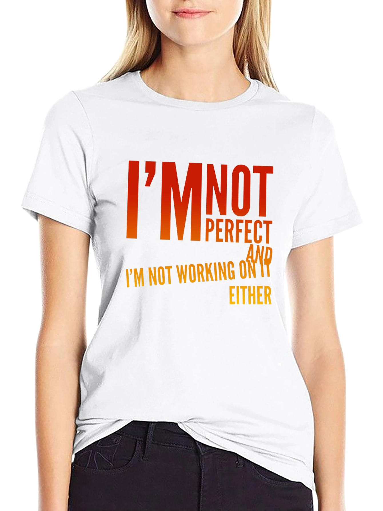Black Funny Slogan Graphic T-Shirt - I'm Not Perfect view 9