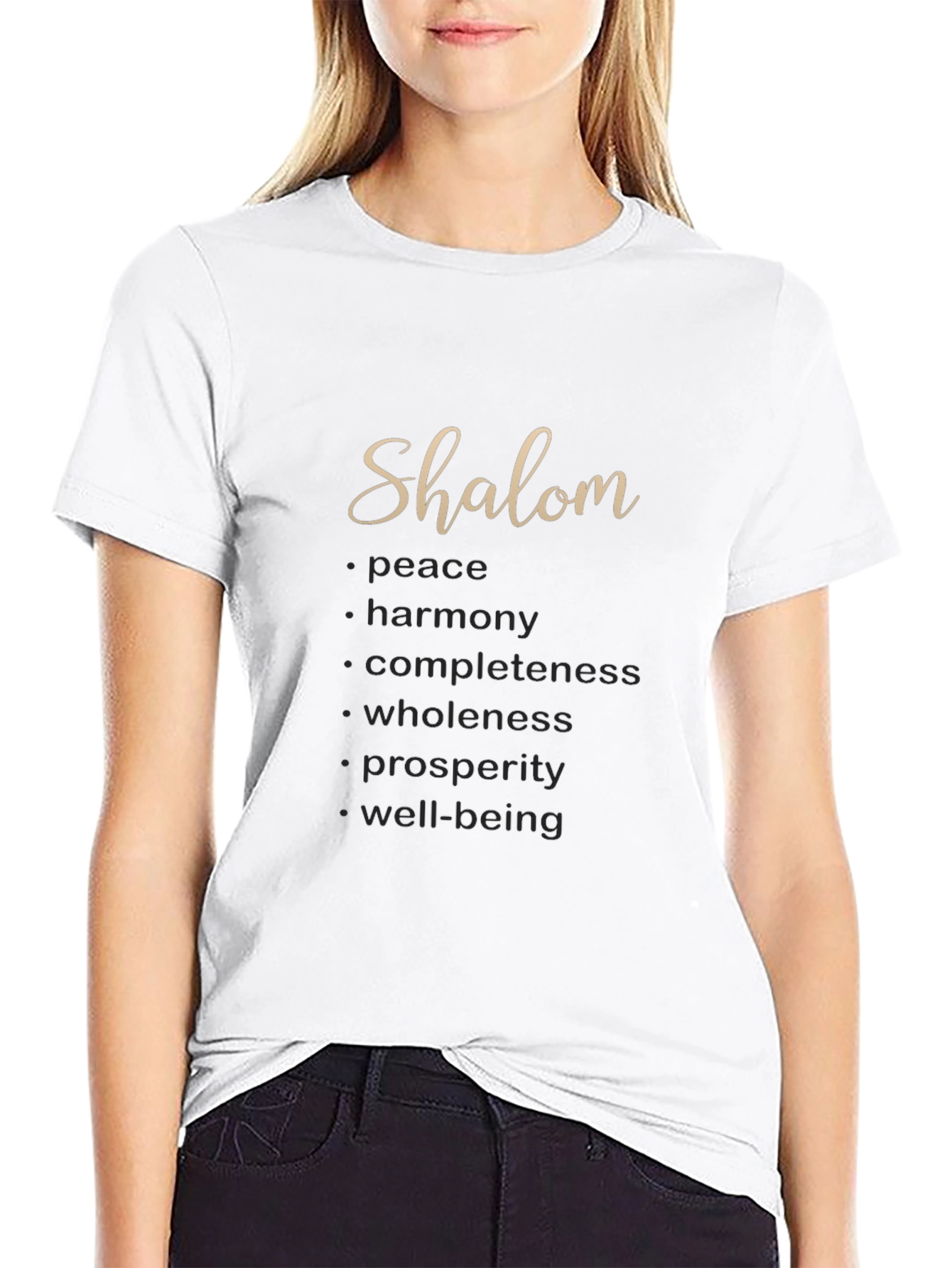 Black Shalom Meaningful Word Art T-Shirt view 9