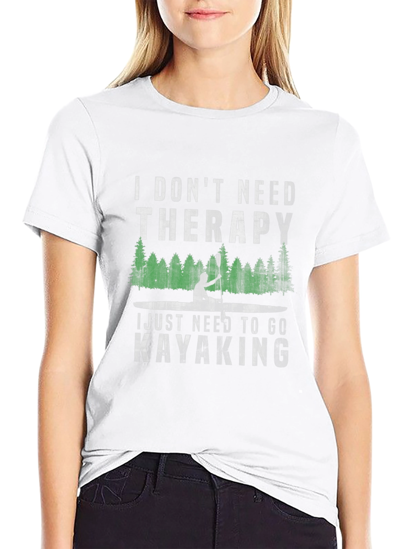 Black I Don't Need Therapy Kayaking T-Shirt view 9