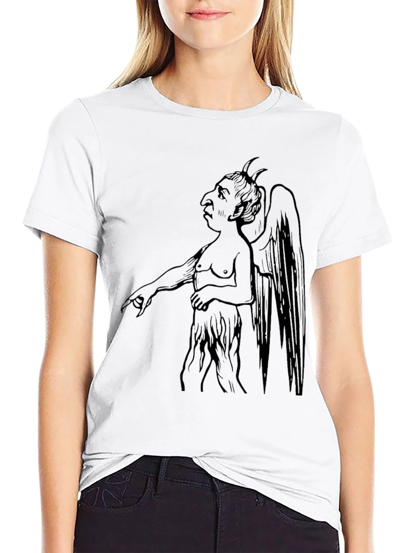 Black Devil Graphic T-Shirt - Black, Unique Design view 9