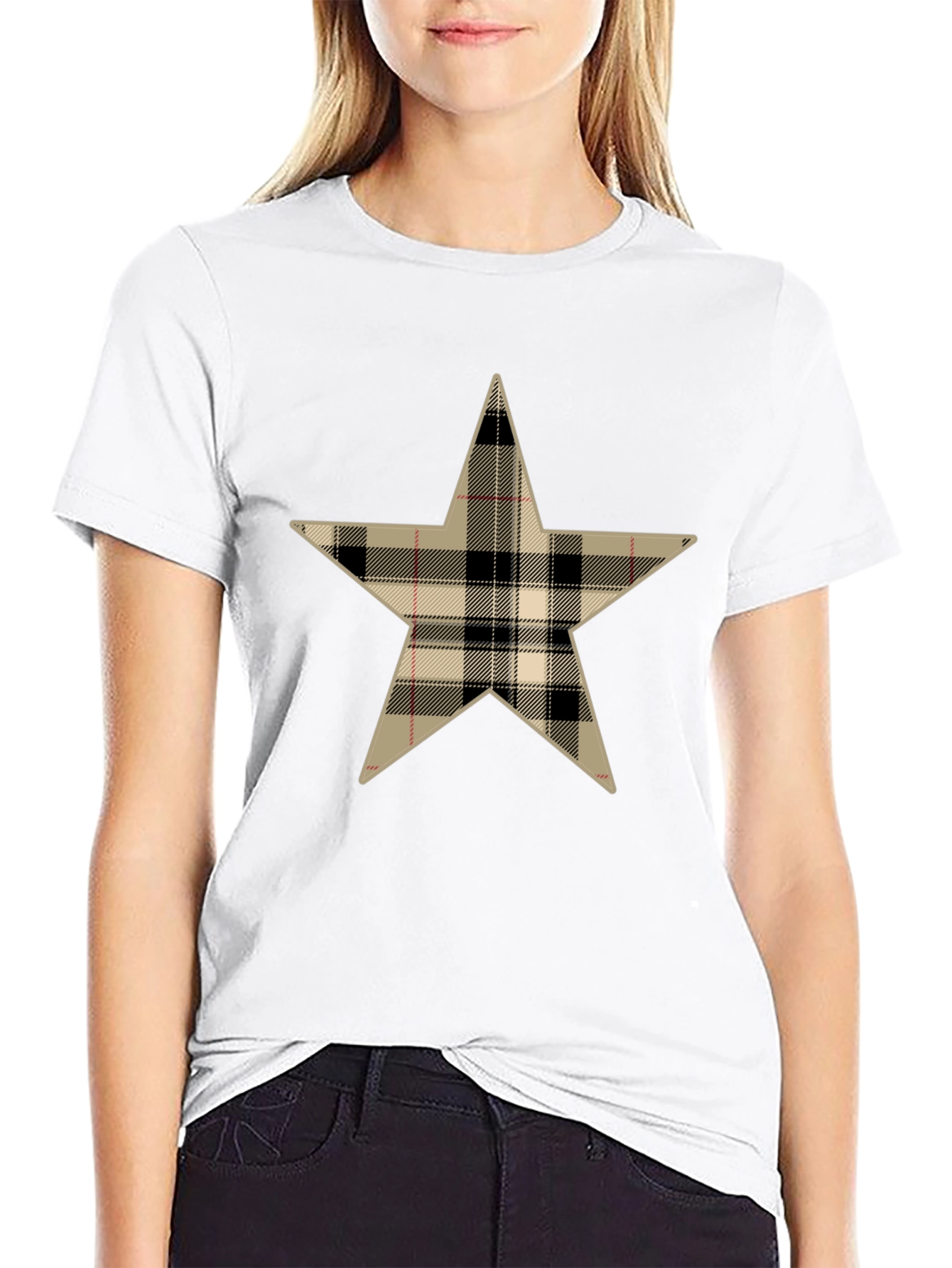 Black Plaid Star Graphic Tee view 9