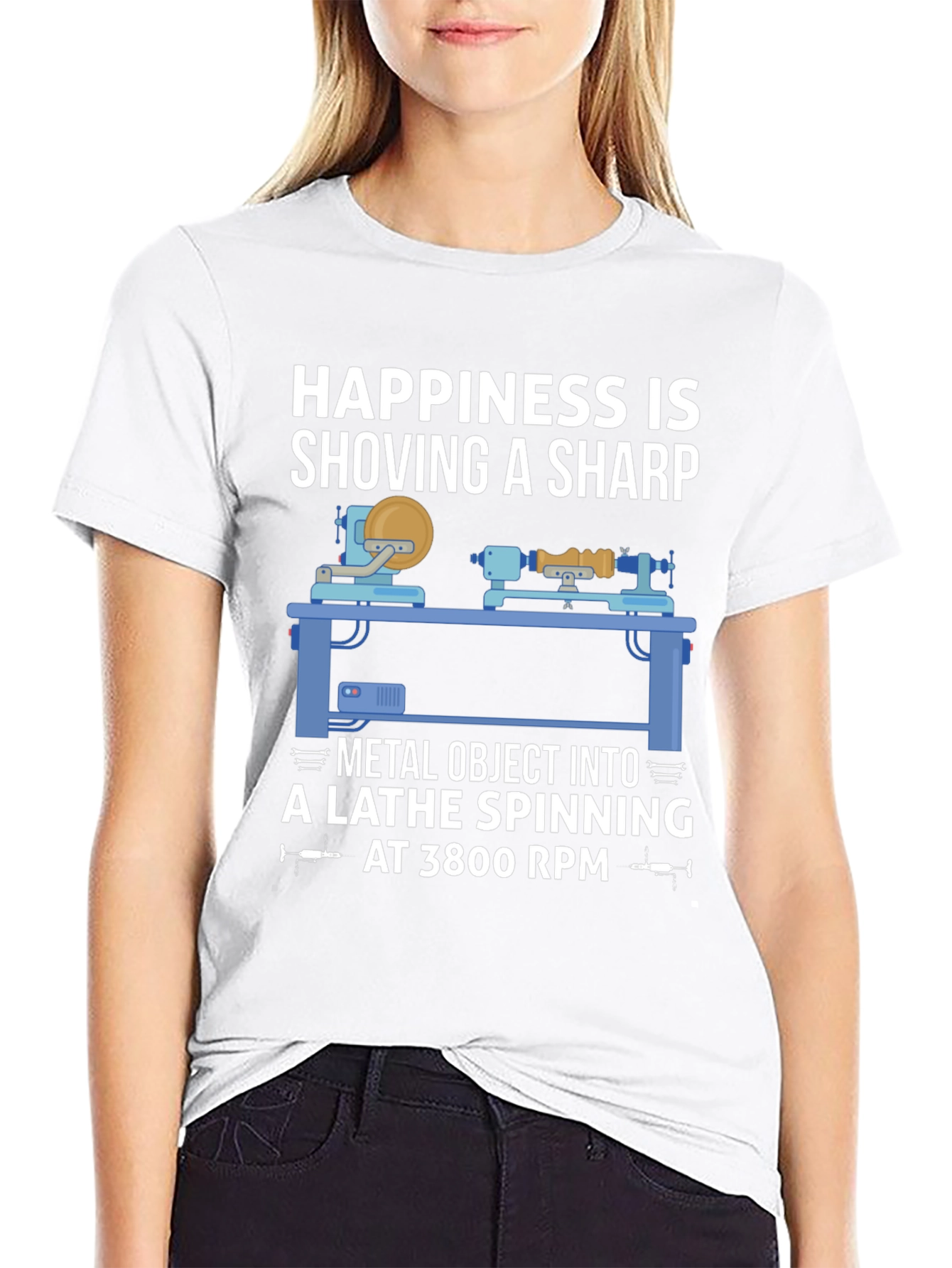 Black Lathe Spinning T-Shirt - Happiness is... view 9
