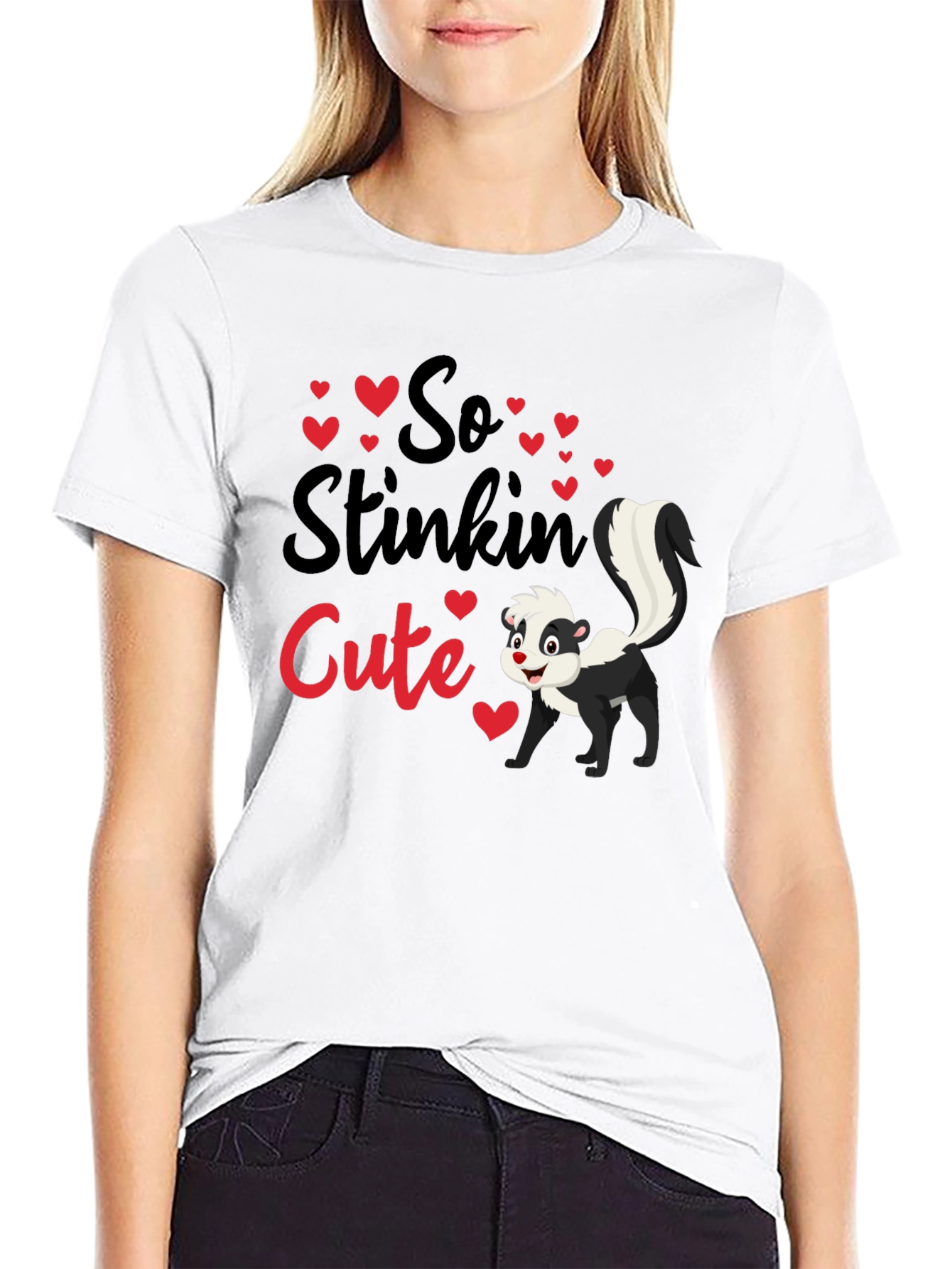 Black So Stinkin' Cute Skunk T-Shirt view 9
