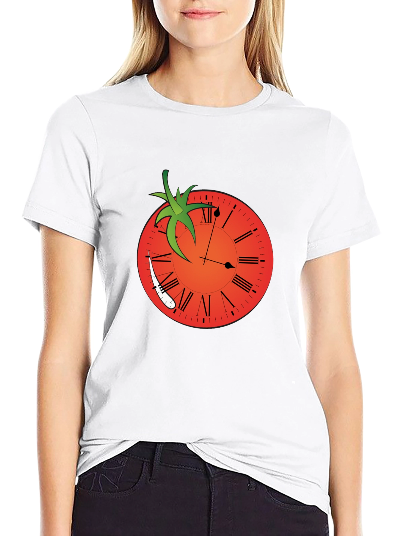 Black Tomato Clock Graphic Tee - Unique Design view 9