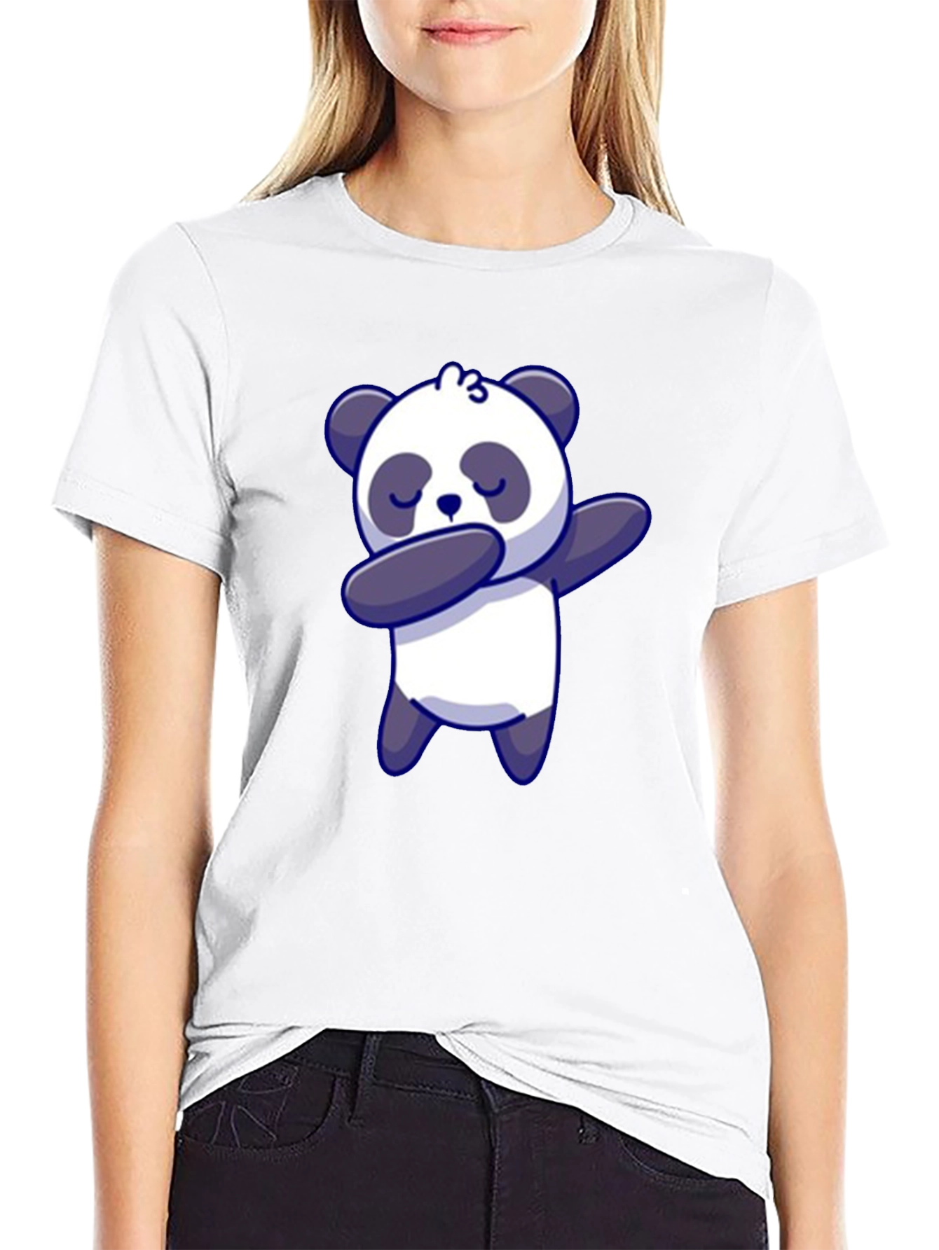 Black Dabbing Panda Bear T-Shirt Black view 9