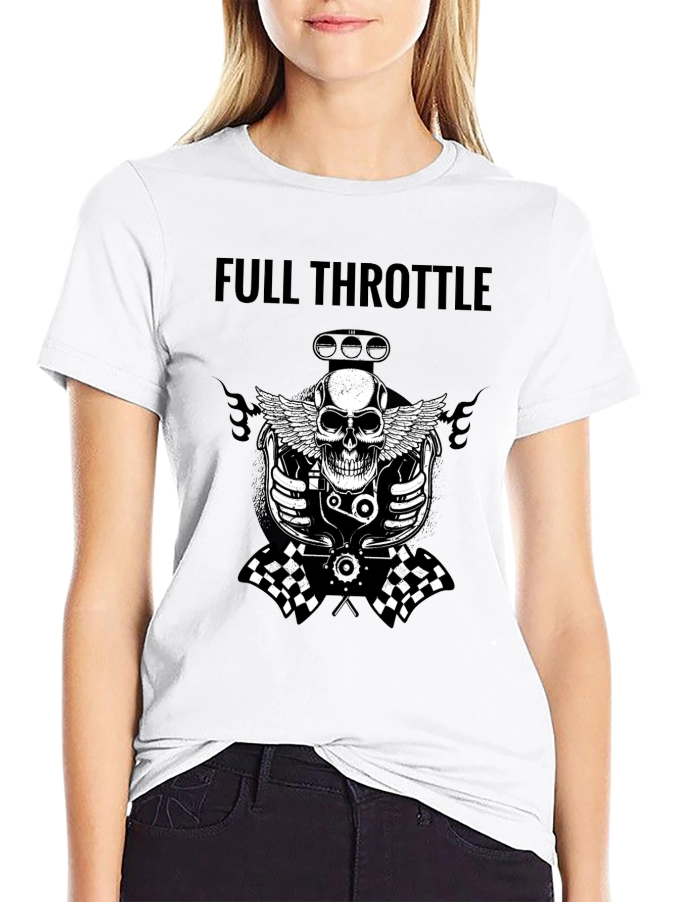 Black Full Throttle Skull Graphic Tee - Black view 9
