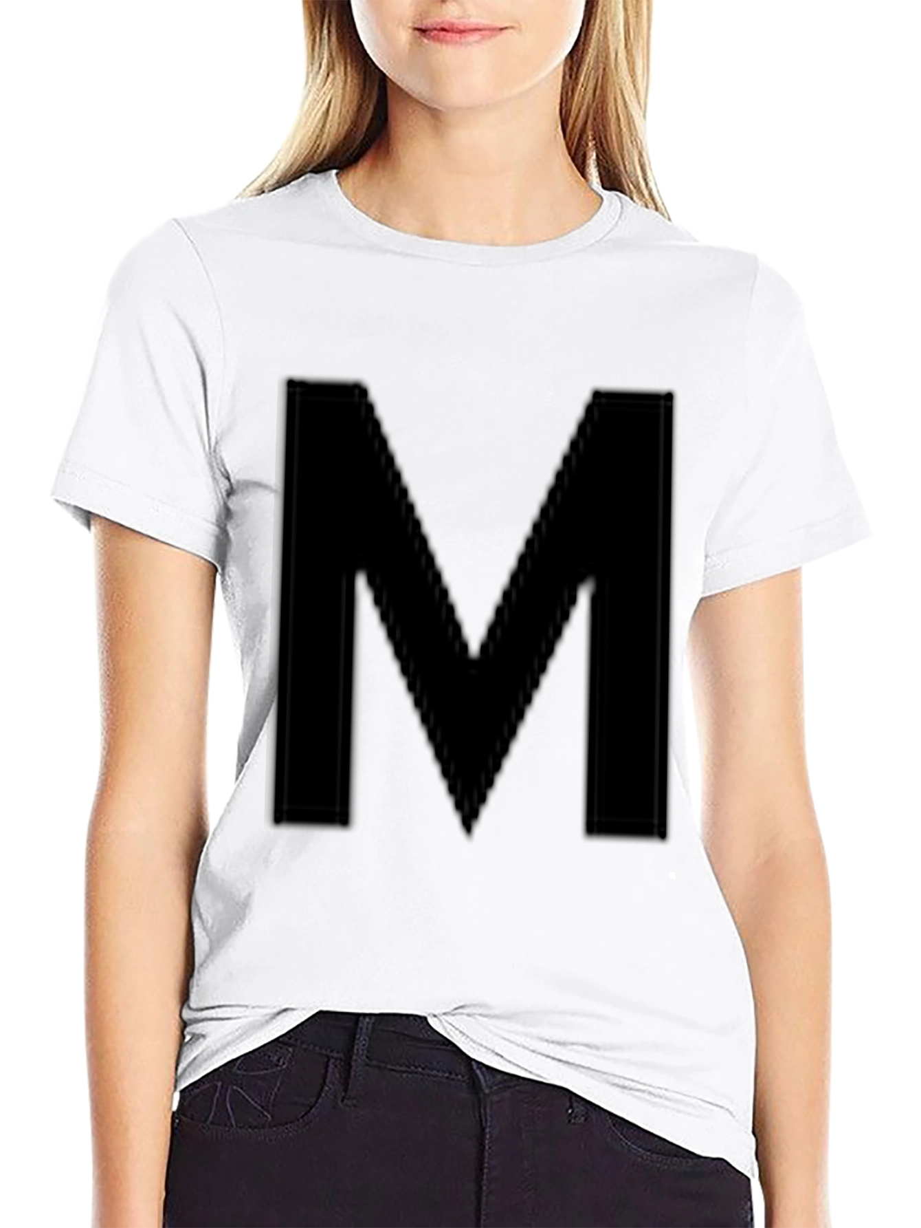Black Men's Black T-Shirt with Large 'M' Design view 9