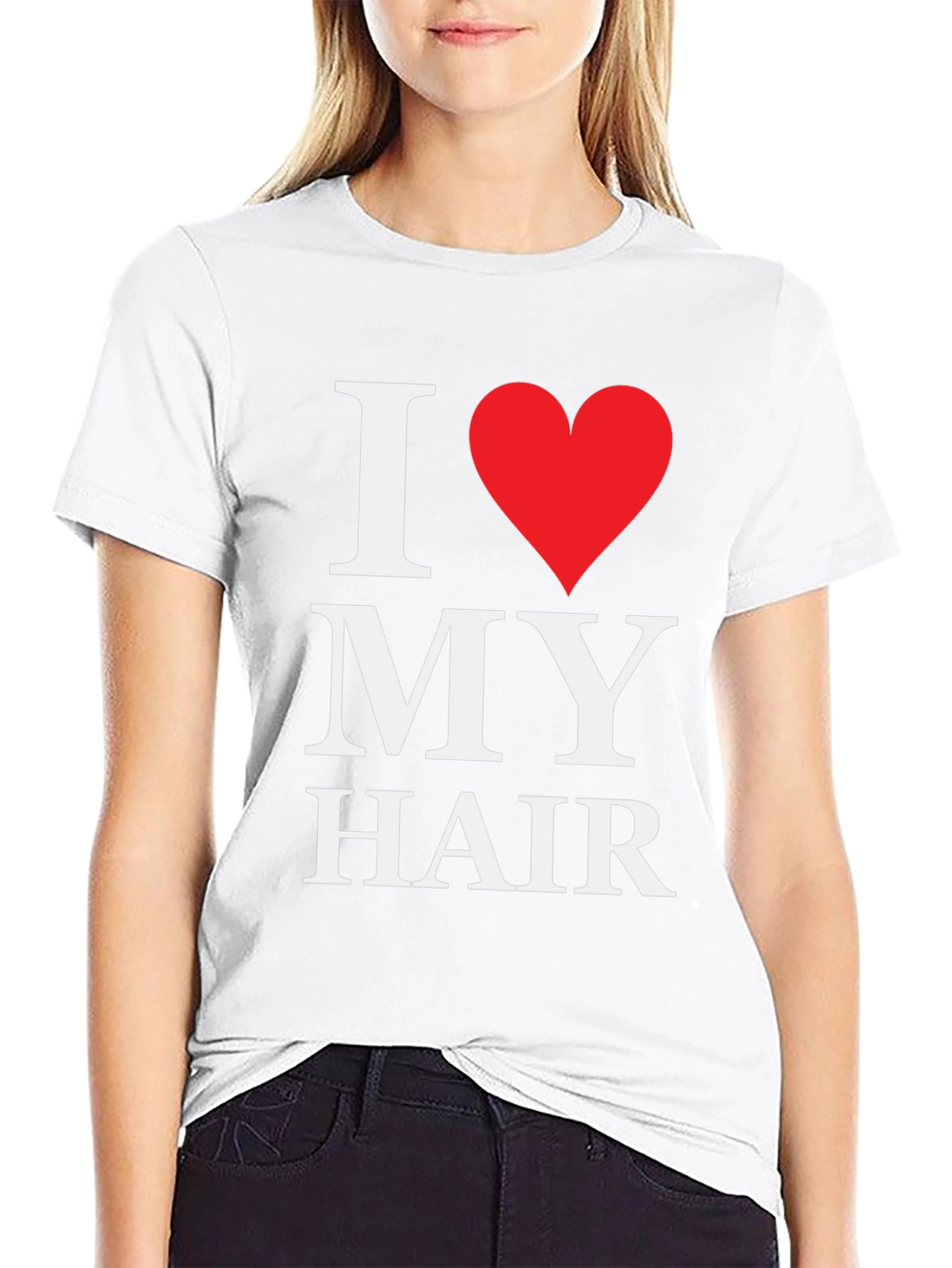 Black I Love My Hair Graphic Tee - Black Cotton T-Shirt view 9