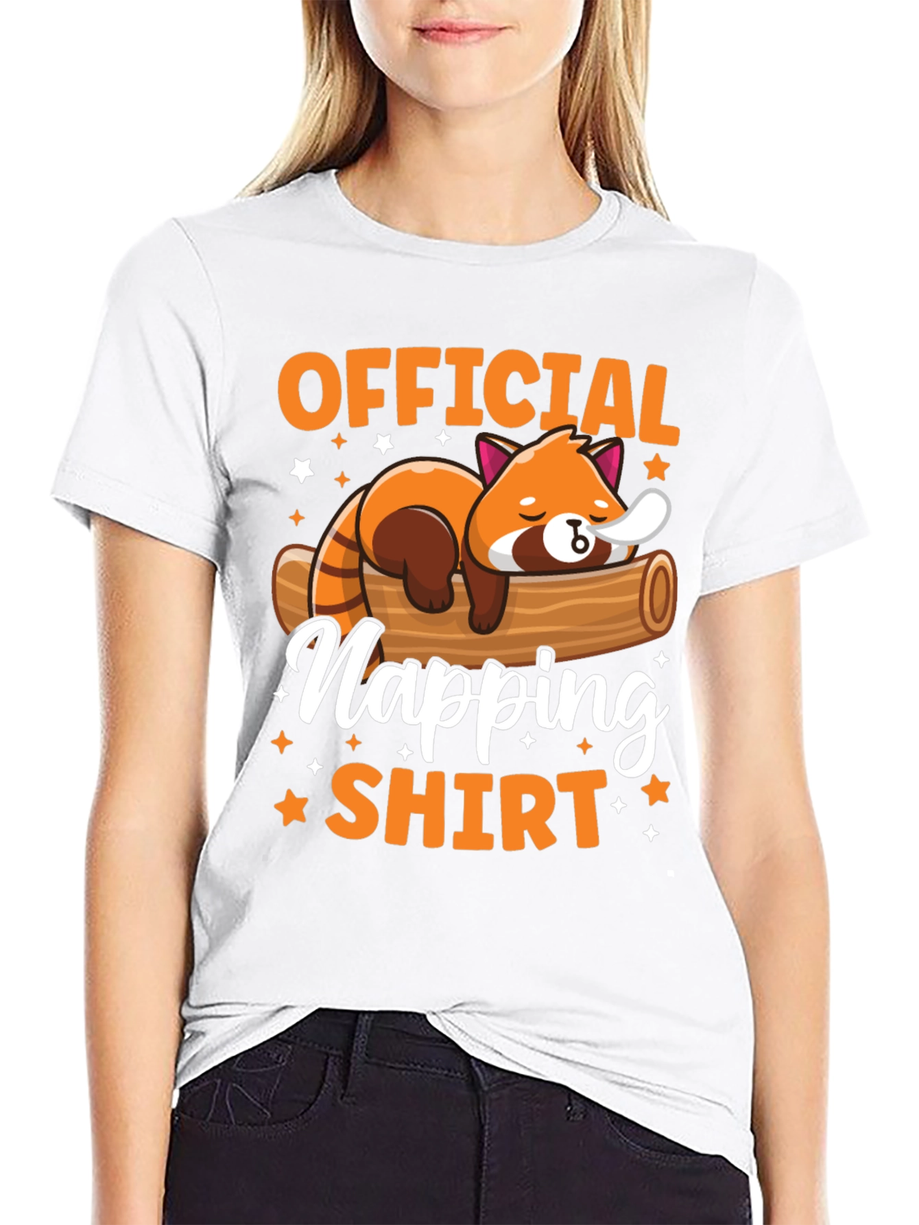 Black Official Napping Shirt - Red Panda Design view 9