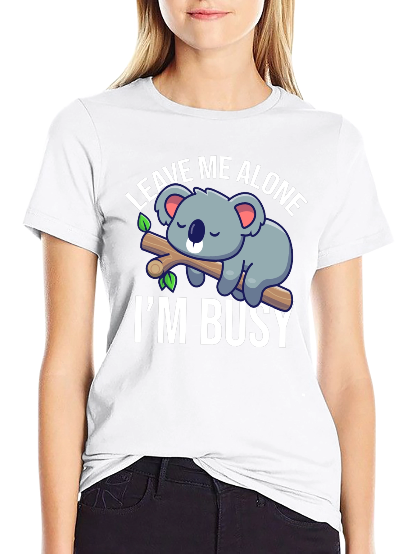 Black Leave Me Alone I'm Busy Koala Graphic T-Shirt view 9