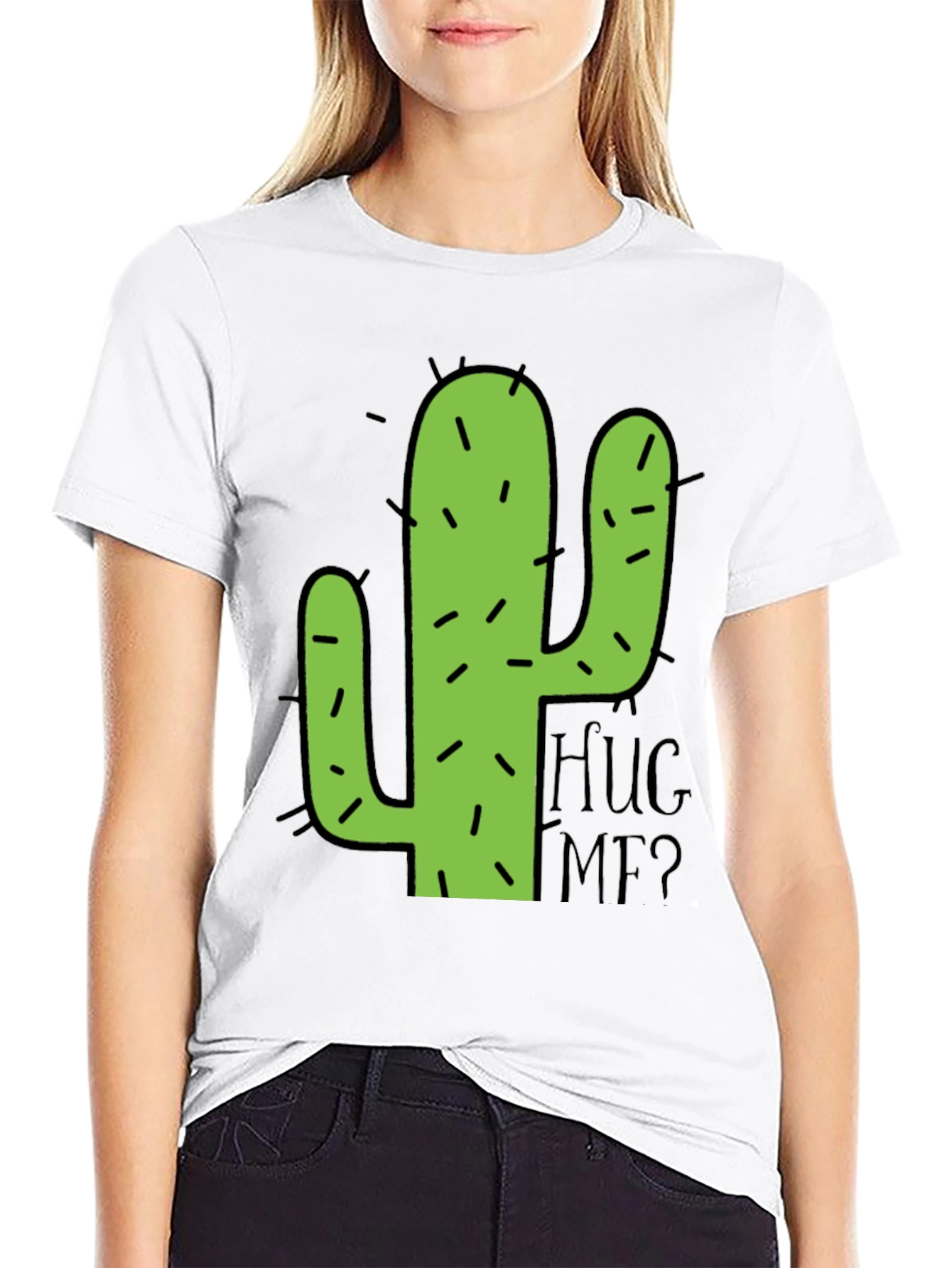 Black Cactus Hug Me Men's Black Graphic T-Shirt view 9