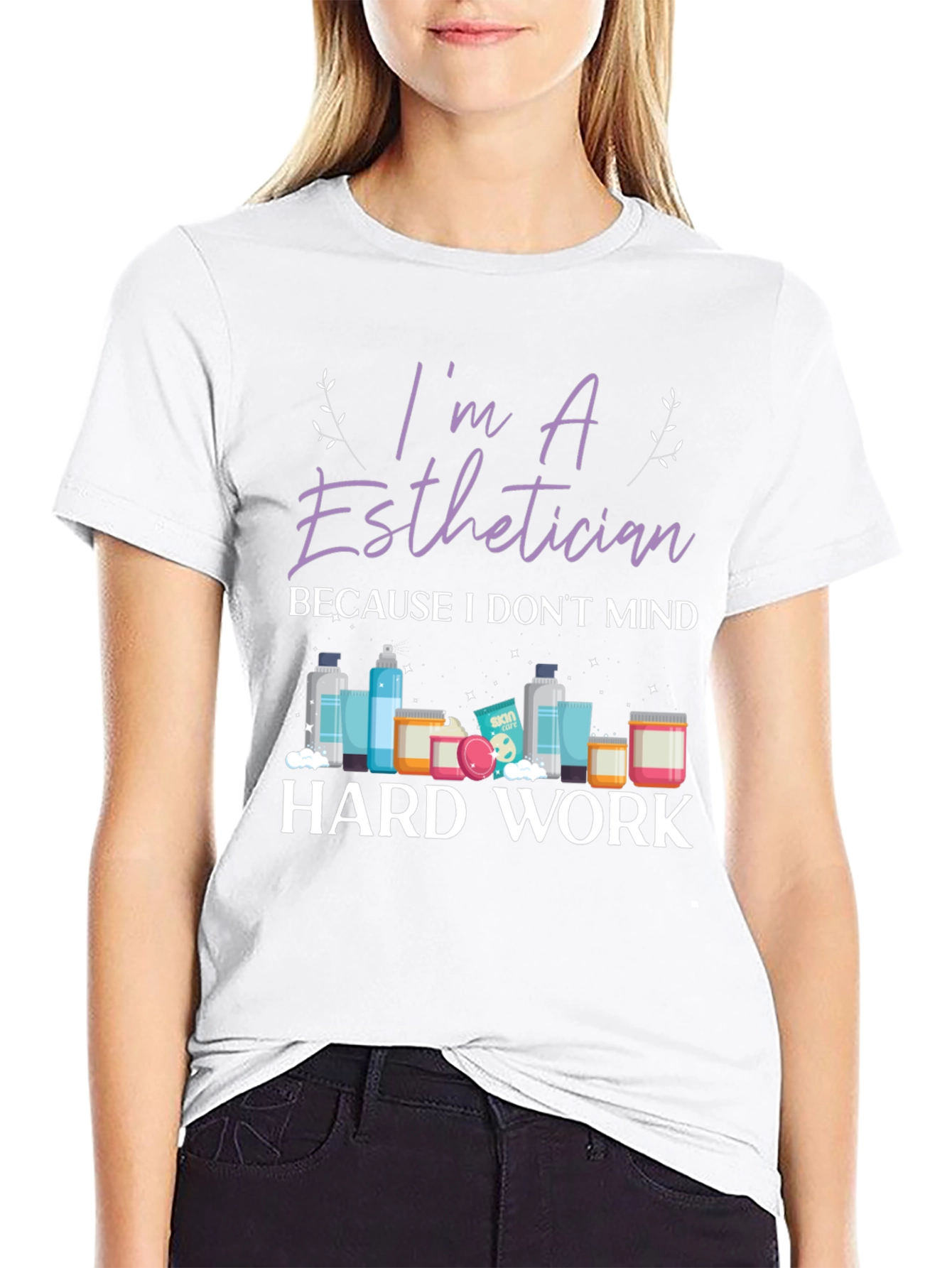 Black Esthetician Hard Work Graphic T-Shirt view 9