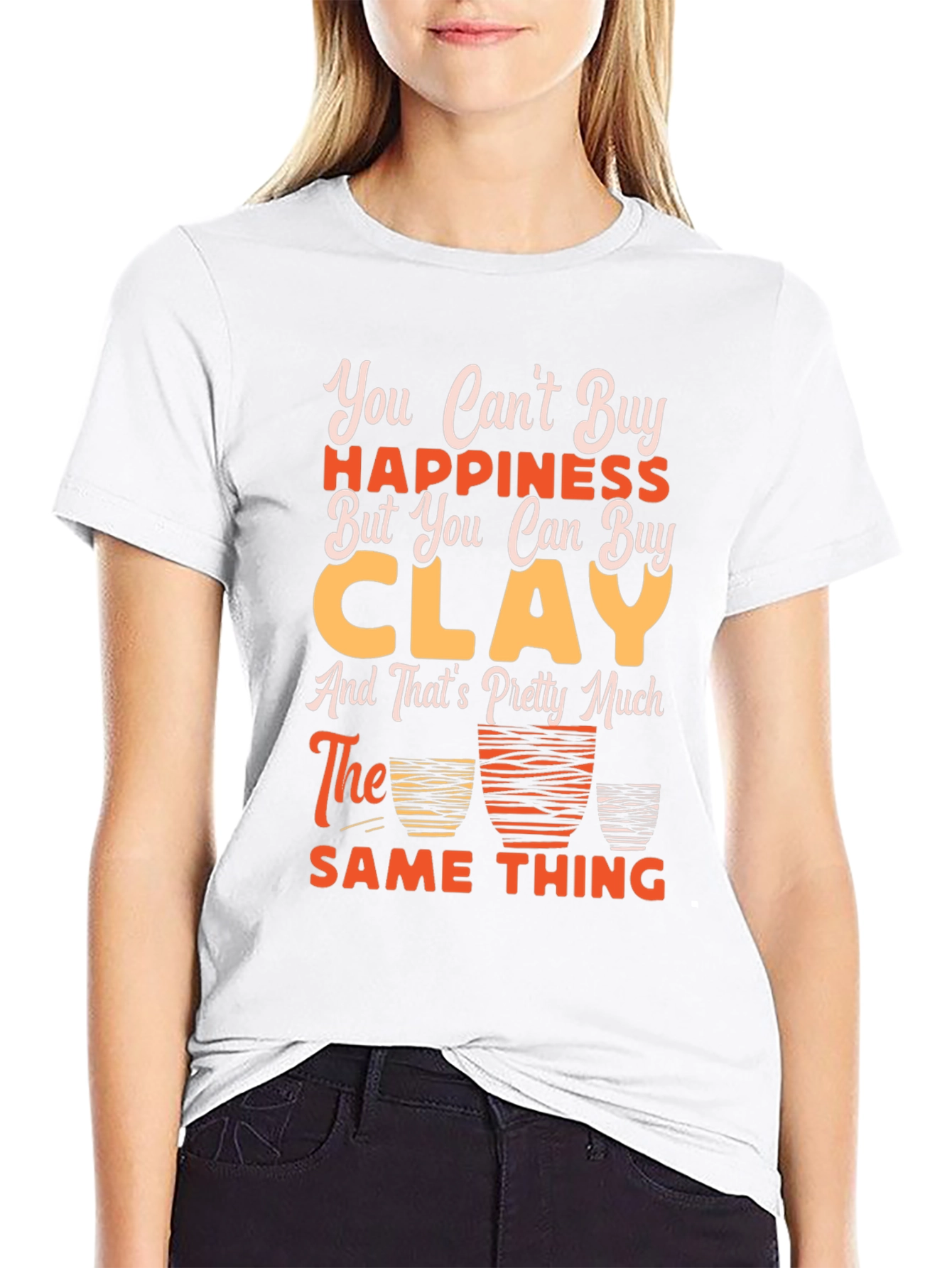 Black Funny Clay Pottery T-Shirt - Buy Clay = Happiness! view 9