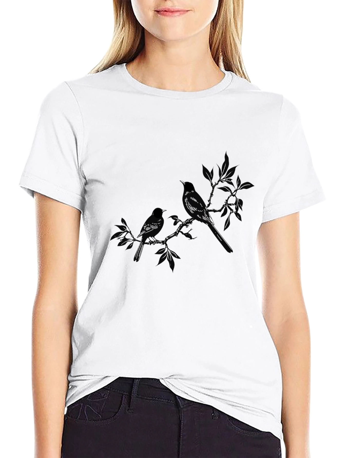 Black Black Bird Branch Graphic Tee view 9