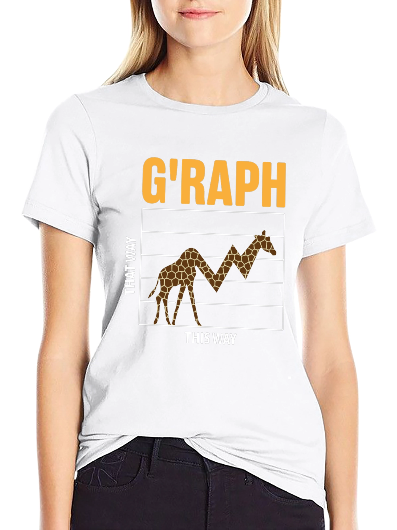 Black G'RAPH Giraffe Stock Market T-Shirt view 9