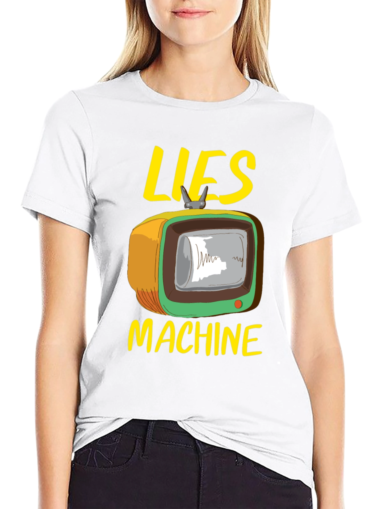 Black Lies Machine Graphic Tee - Retro TV Humor view 9