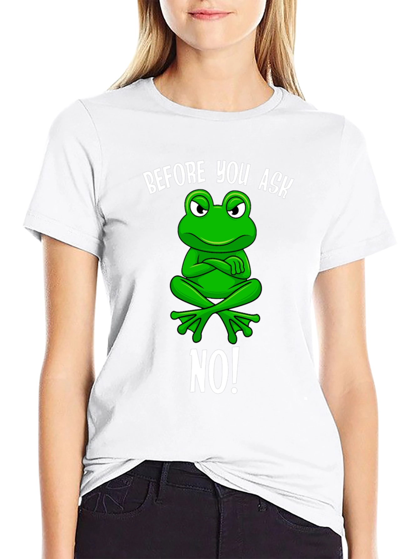 Black Funny Frog T-Shirt - Before You Ask, No! view 9