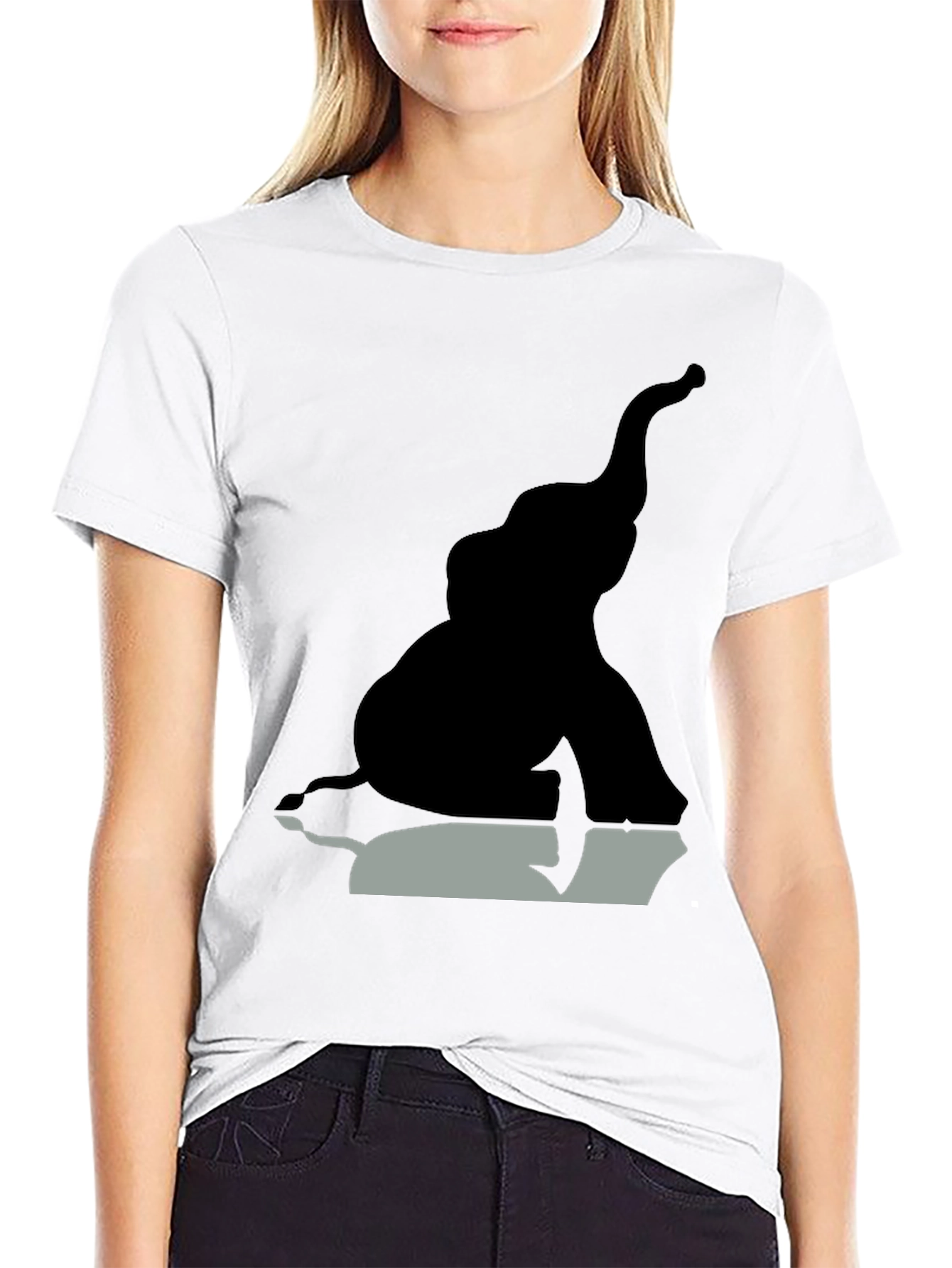 Black Elephant Silhouette Graphic Tee - Black view 9