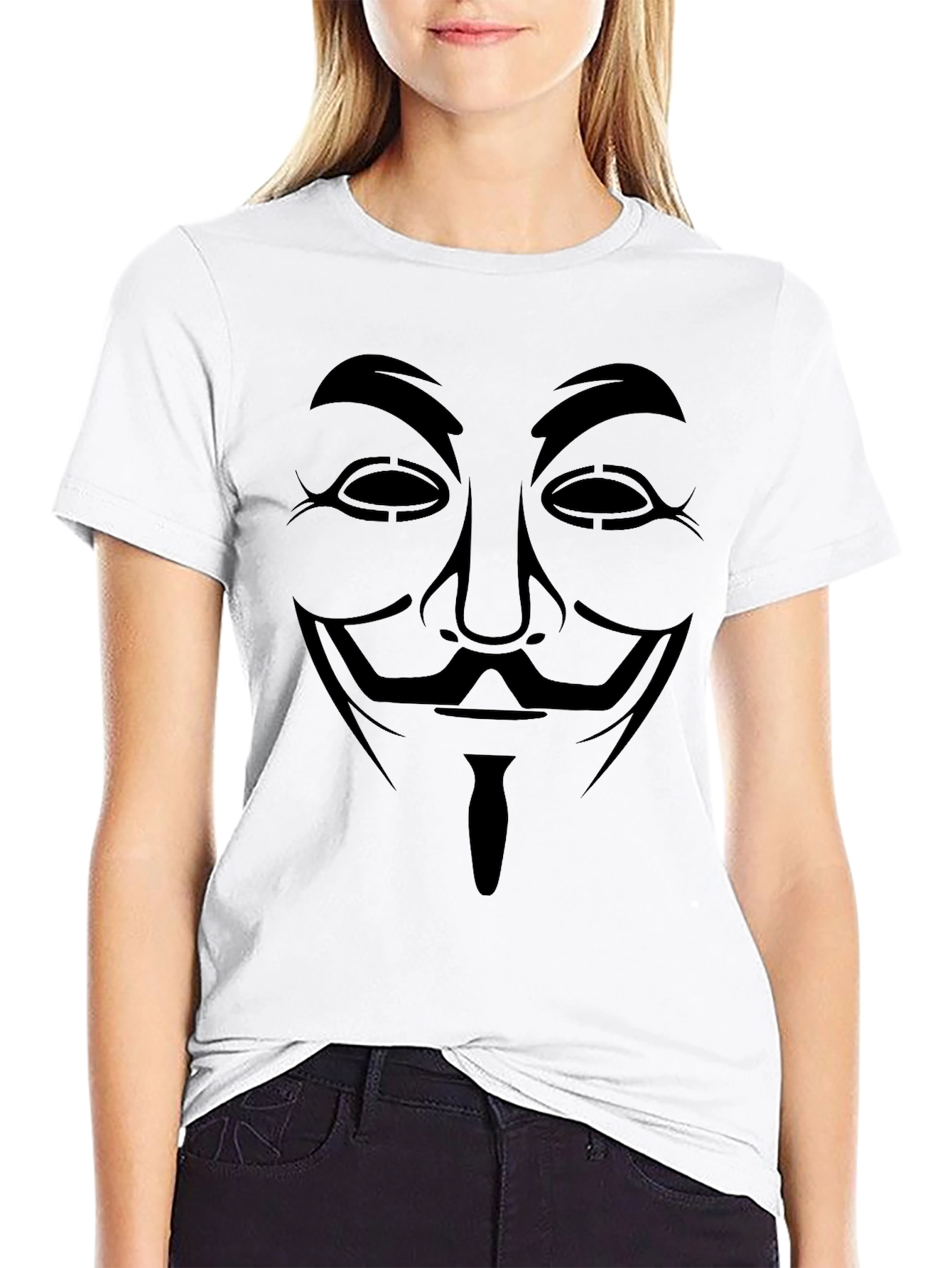 Black Anonymous Mask Graphic Tee - Black T-Shirt view 9