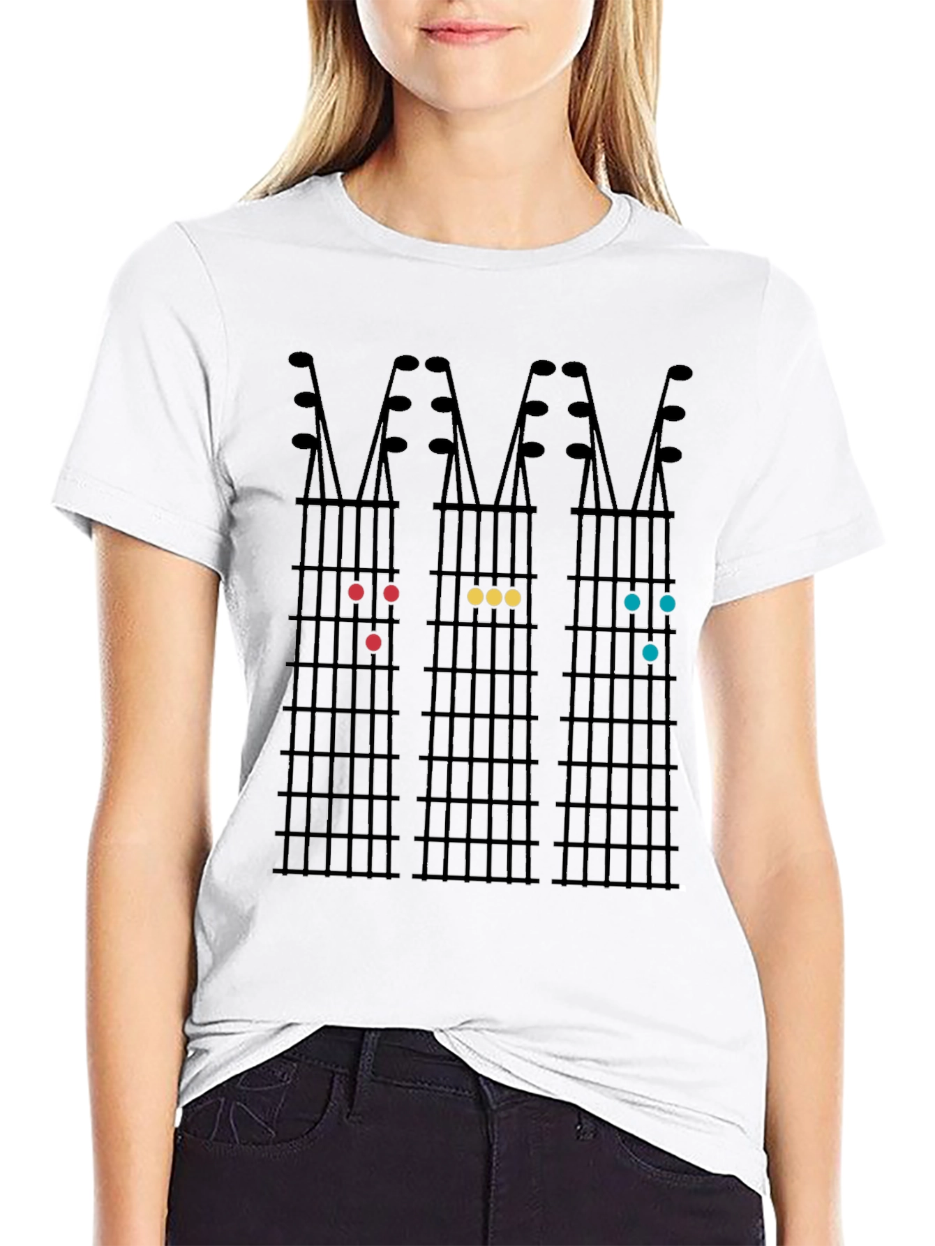 Black Guitar Chord T-Shirt - Music Lover's Tee view 9