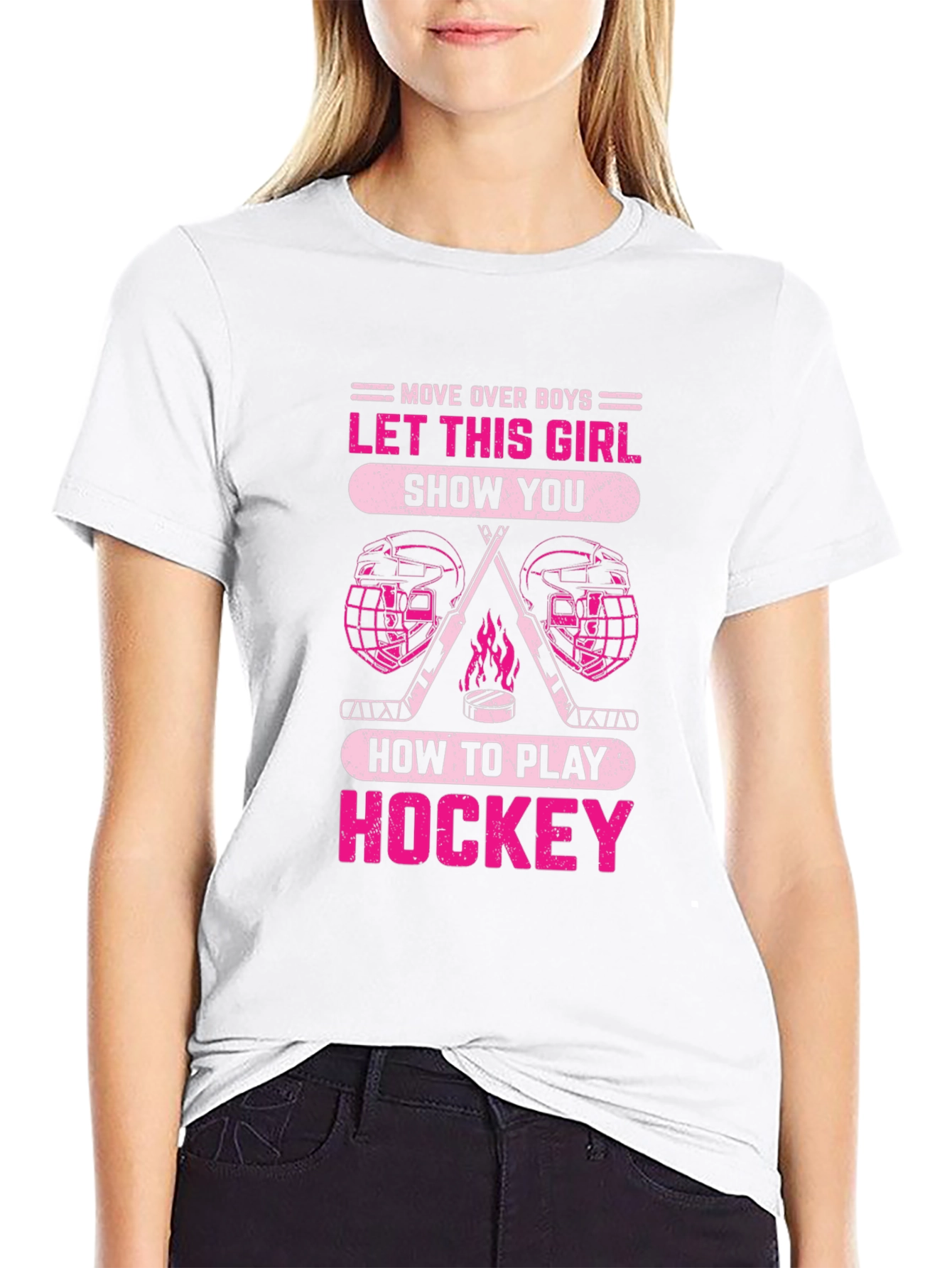 Black Girls Hockey T-Shirt - Move Over Boys! view 9