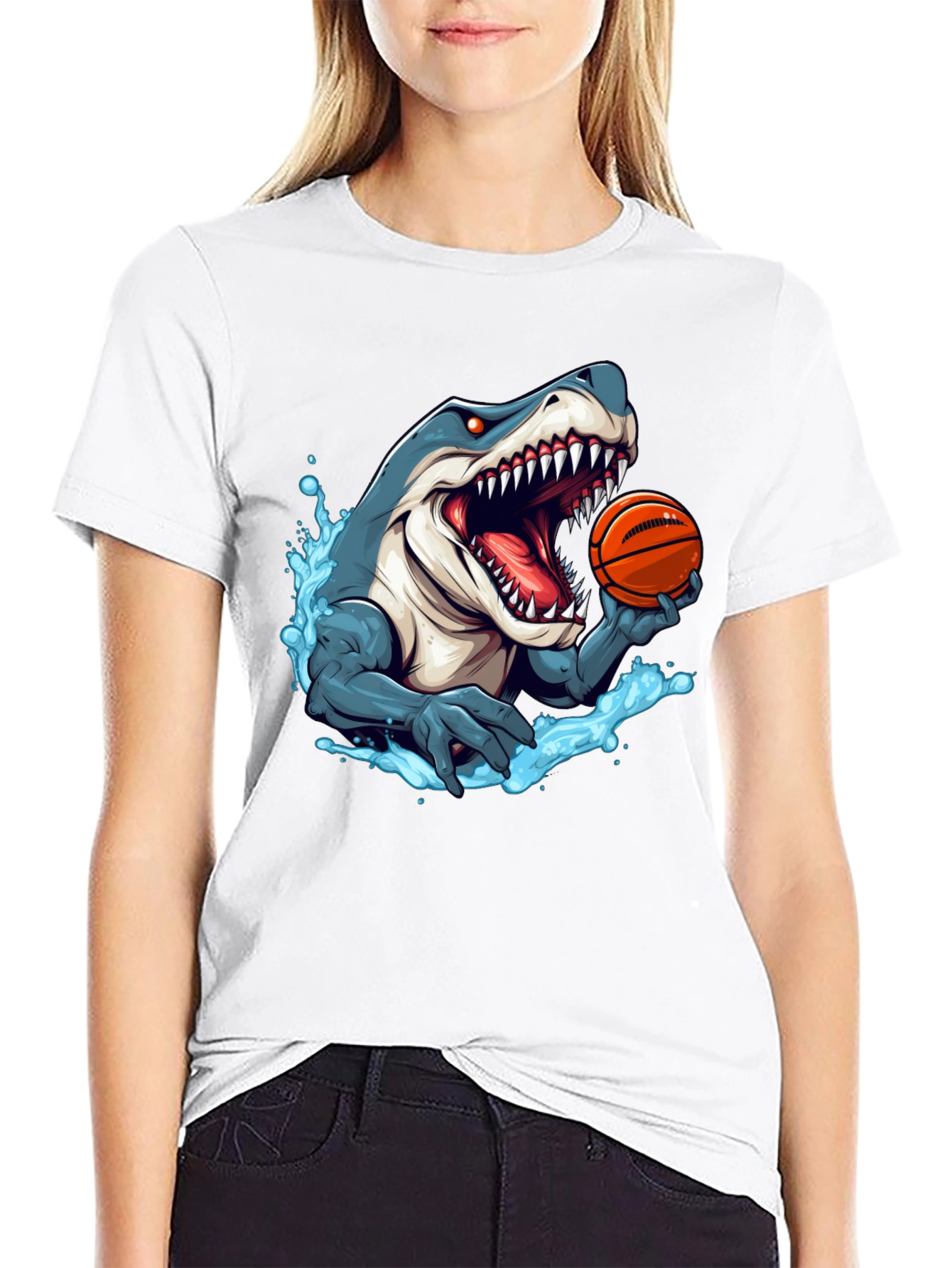 Black Shark Basketball T-Shirt - Men's Graphic Tee view 9