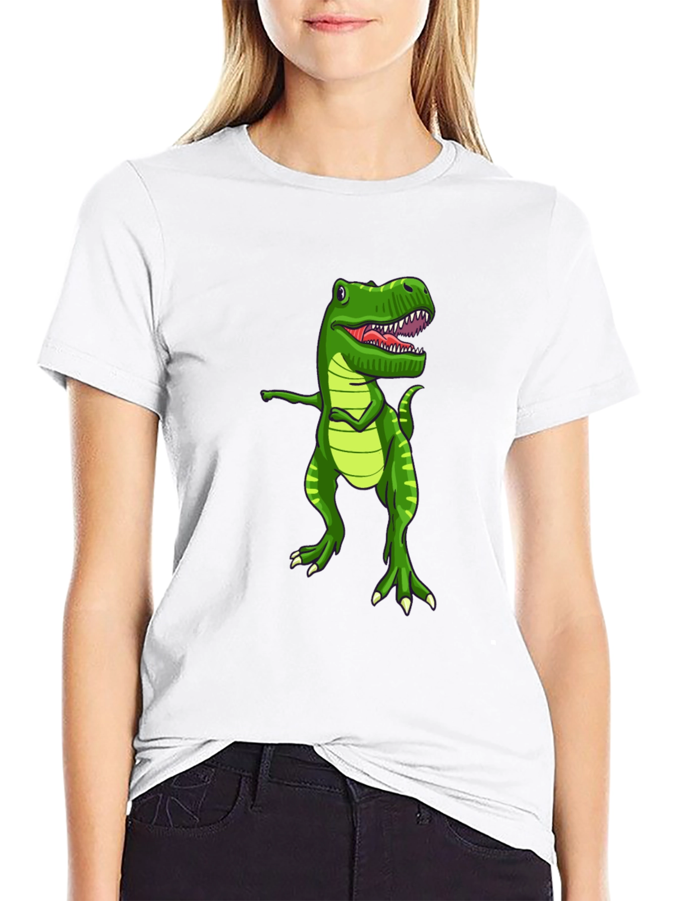 Black Dabbing Dinosaur Graphic T-Shirt - Fun Novelty Tee view 9
