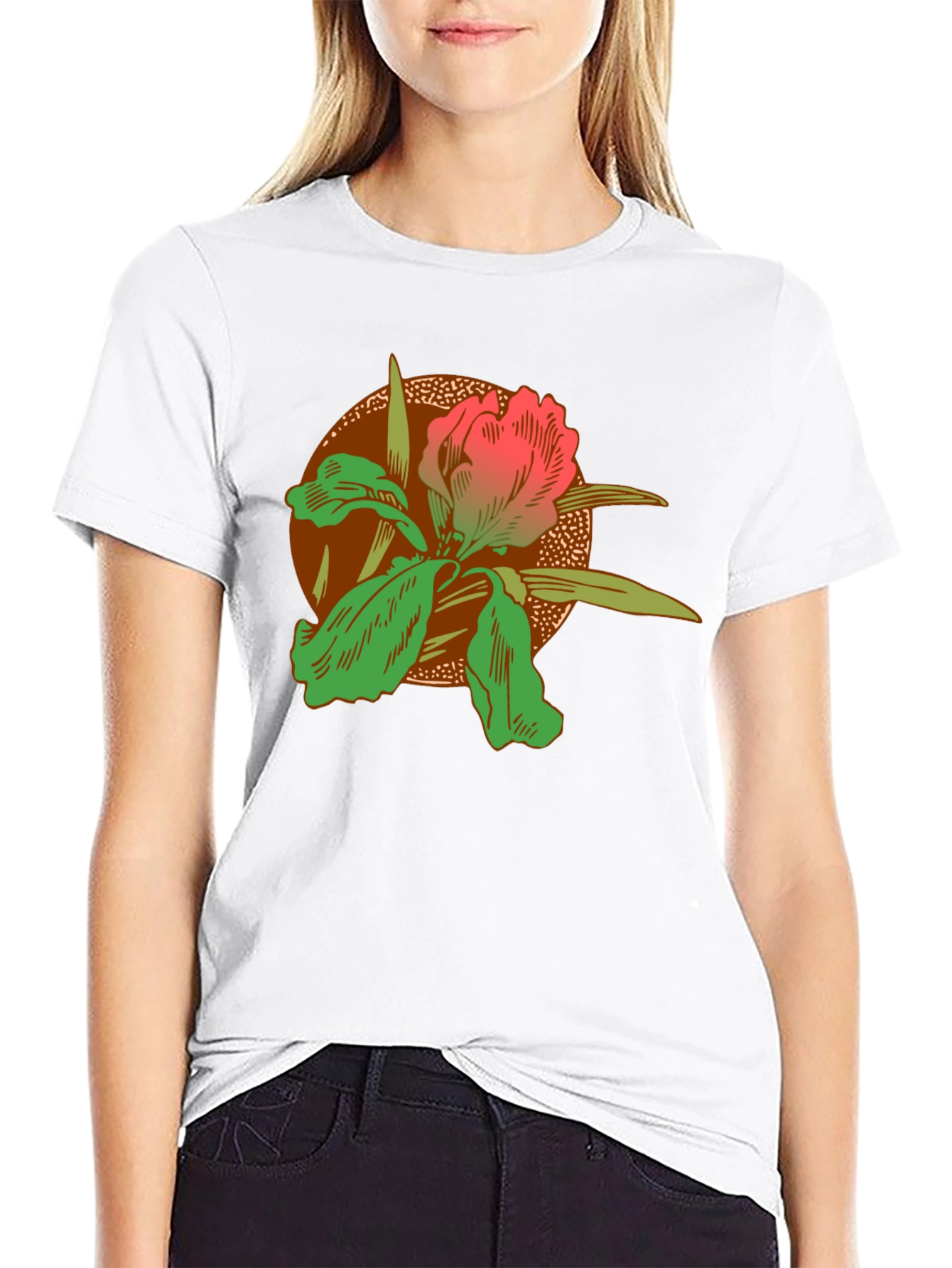 Black Floral Graphic Tee - Unique Botanical Print view 9