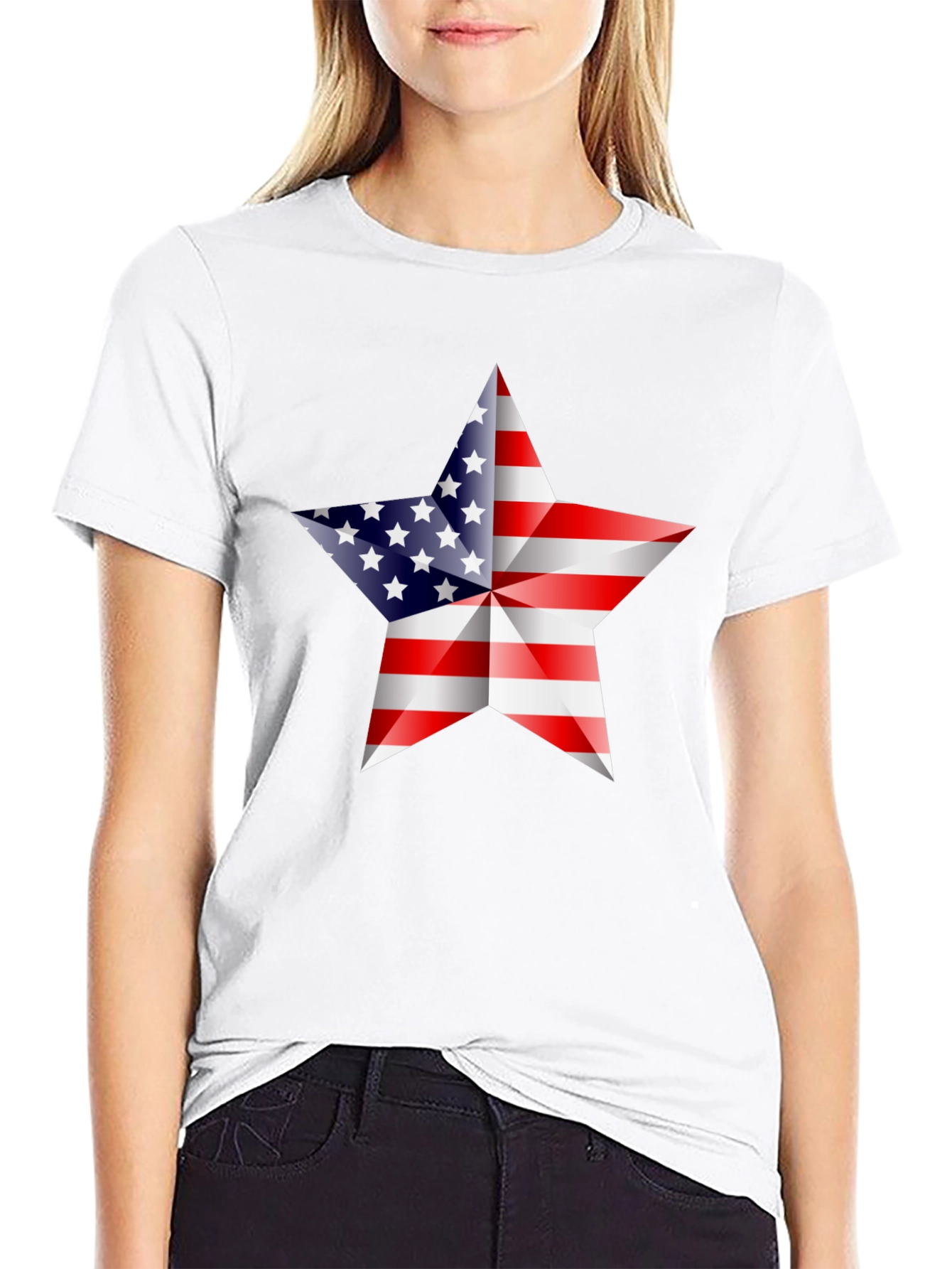 Black American Flag Star Graphic Tee - Patriotic Shirt view 9