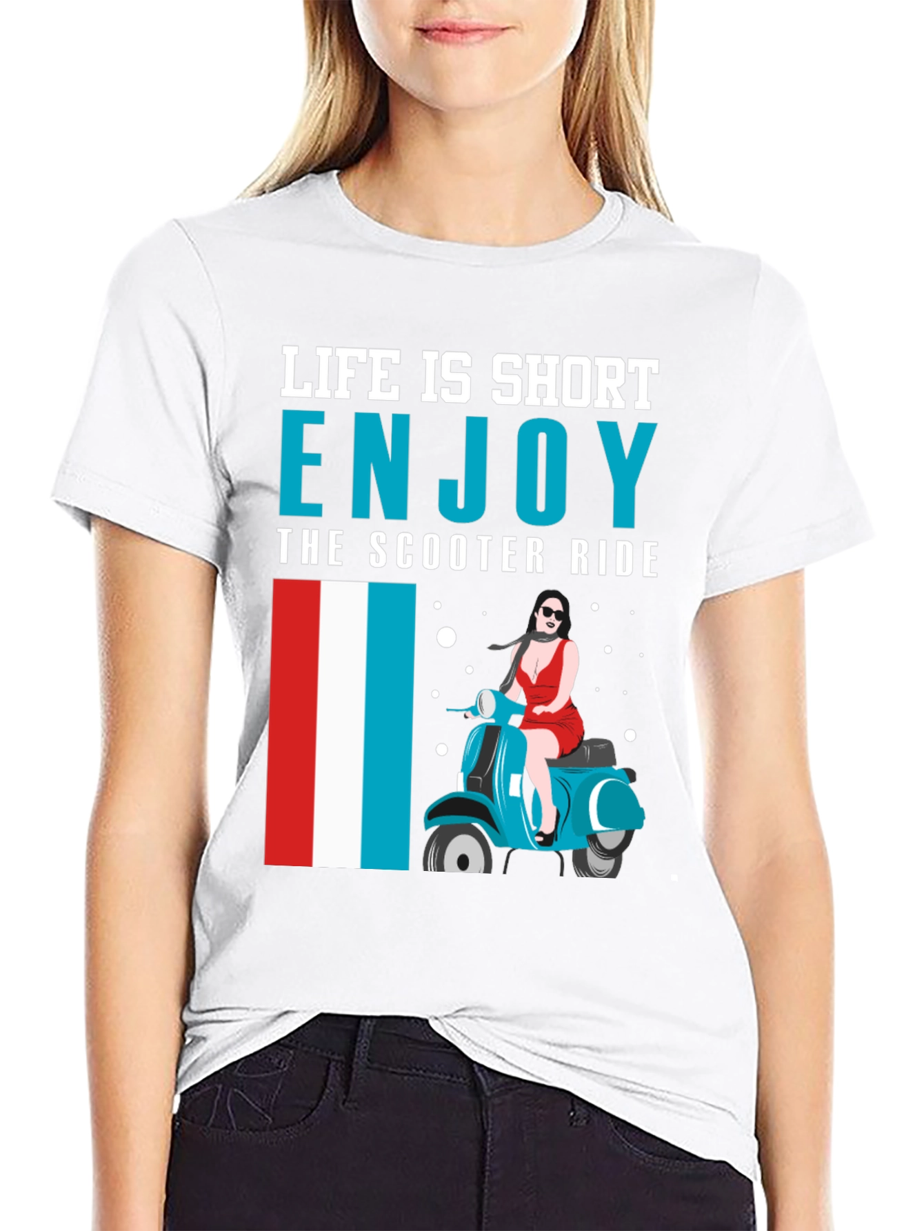 Black Life is Short Enjoy the Scooter Ride Graphic Tee view 9