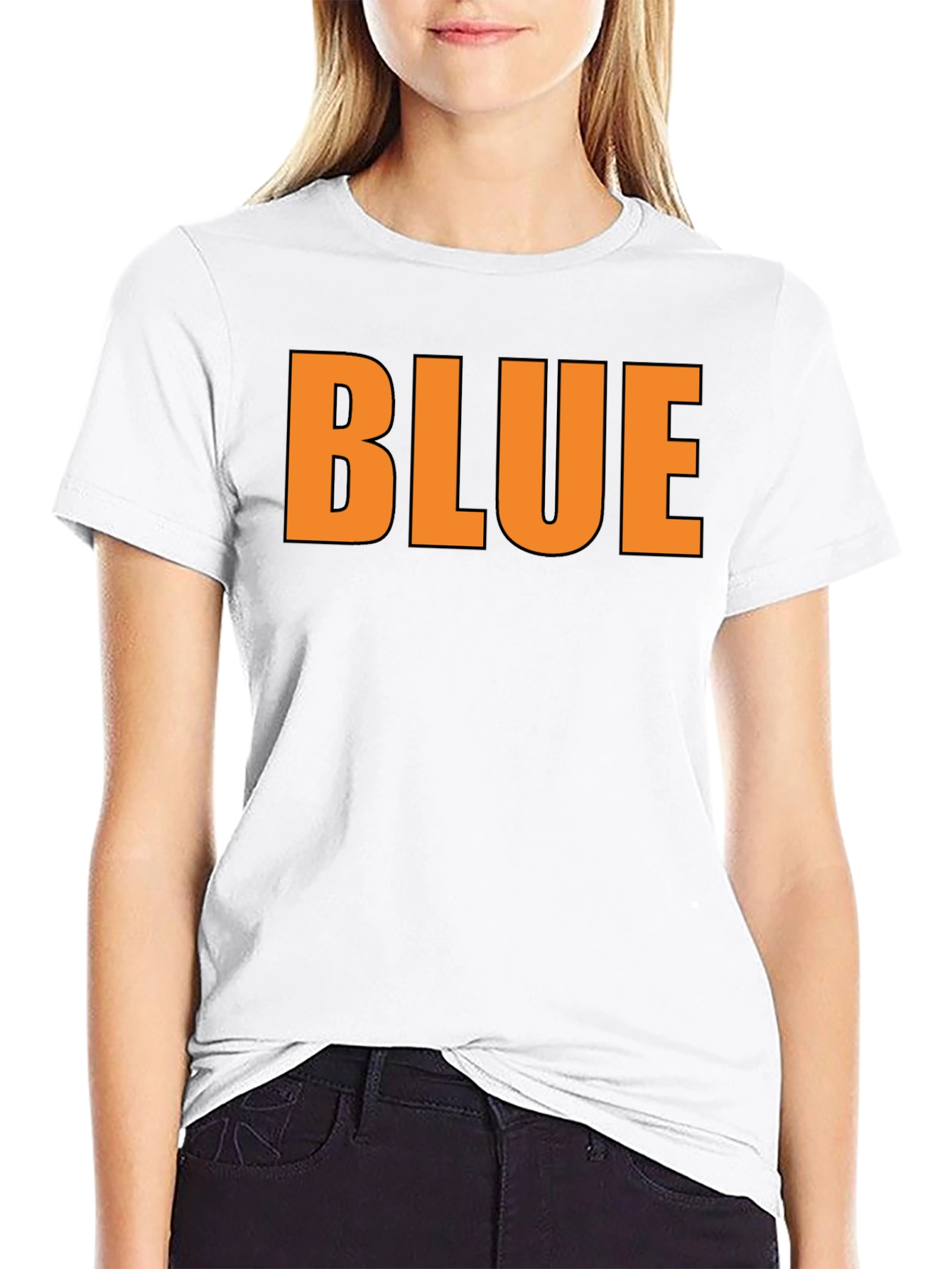 Black Bold Text Tee - "BLUE" Graphic T-Shirt, Modern Fit view 9