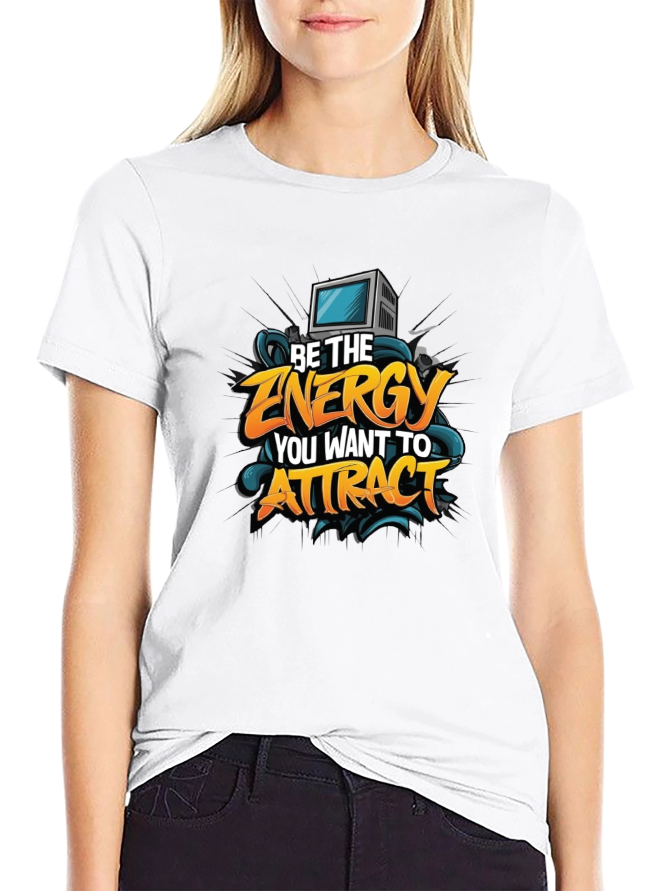 Black Motivational Graphic Tee - "Be The Energy" view 9