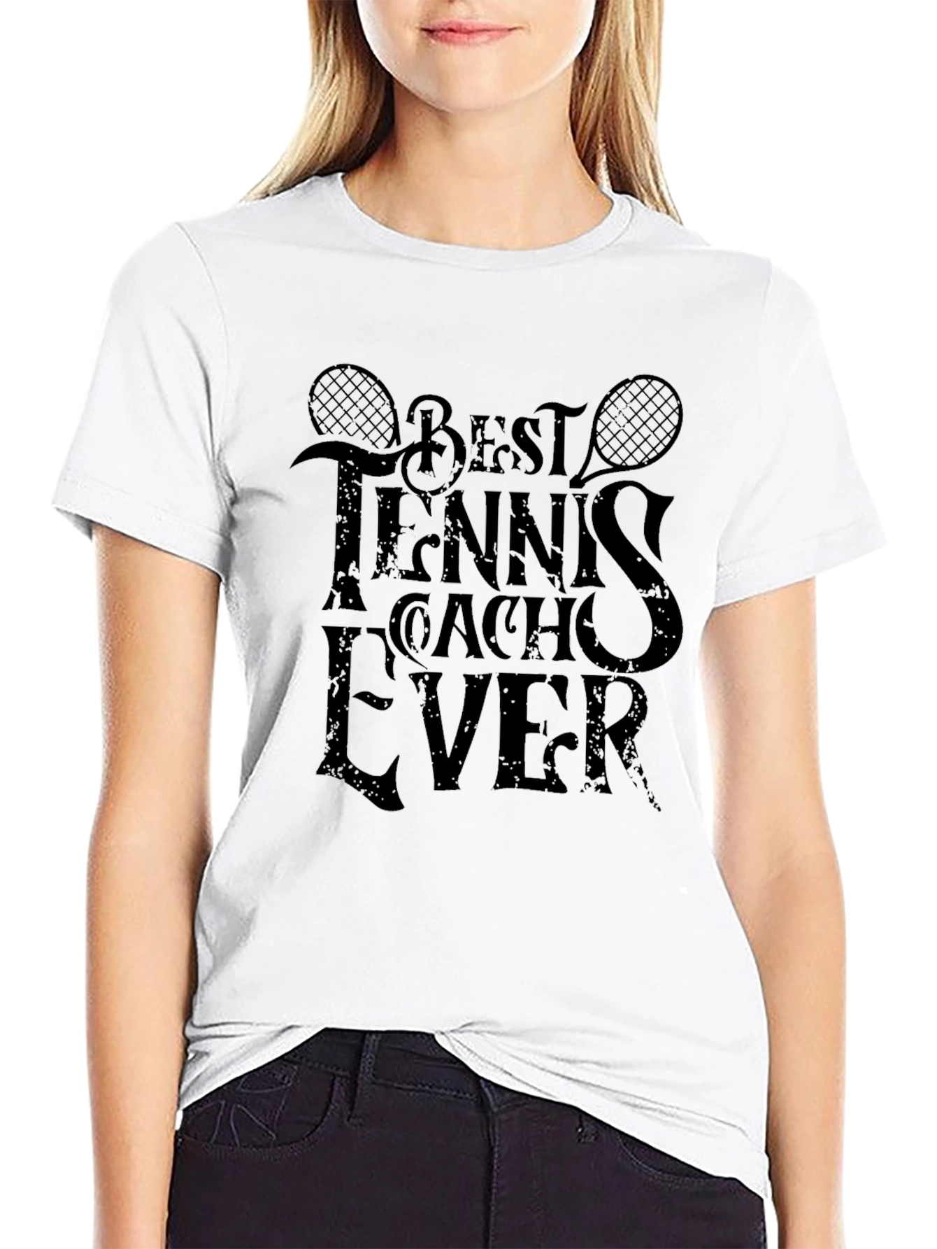 Black Best Tennis Coach Ever Graphic Tee view 9