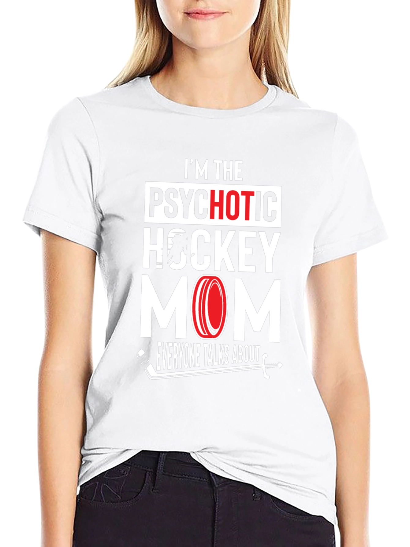 Black Psychotic Hockey Mom T-Shirt - Black view 9