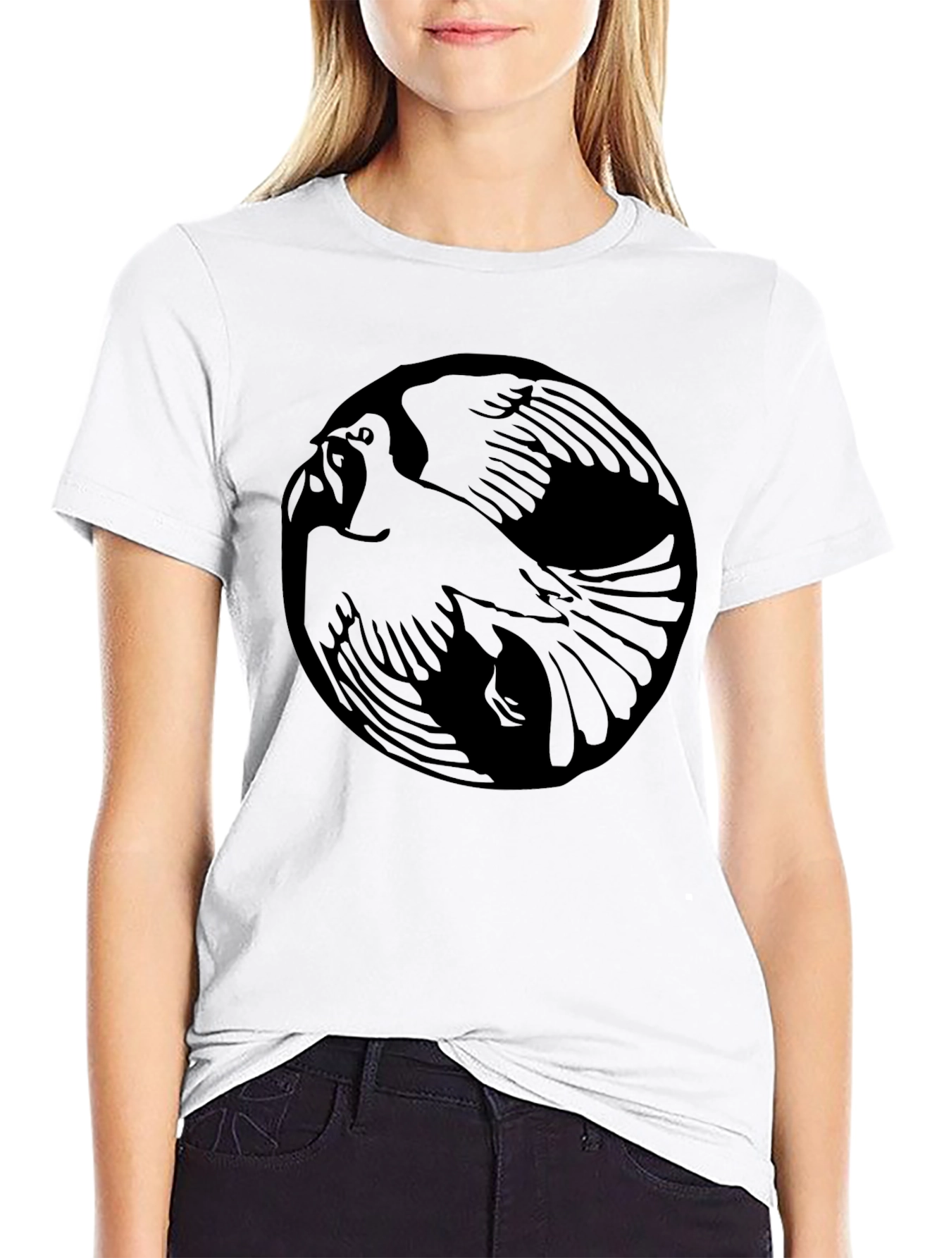 Black Raven Yin Yang Graphic Tee - Black Cotton Blend view 9