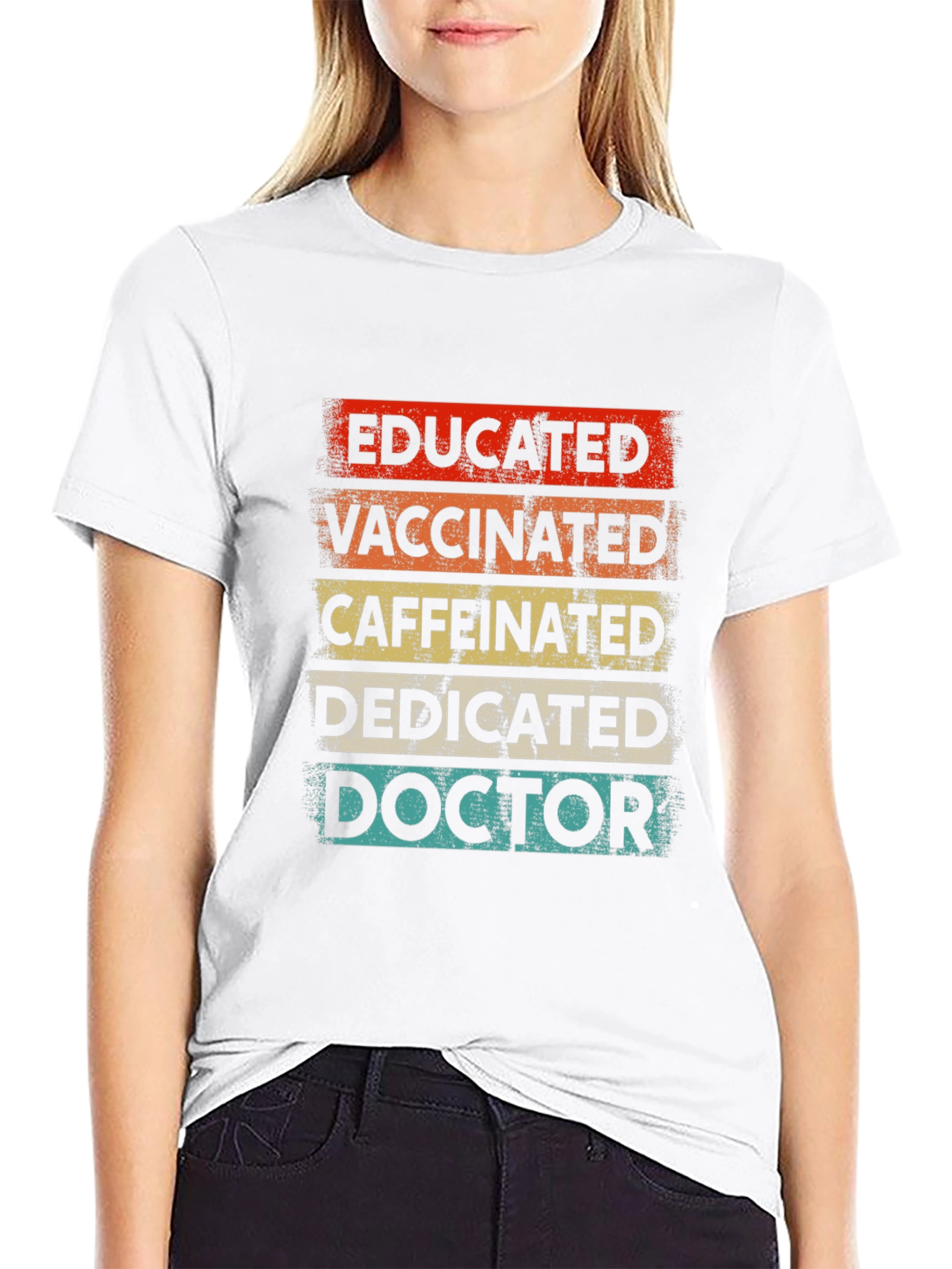 Black Educated Vaccinated Caffeinated Doctor T-Shirt view 9
