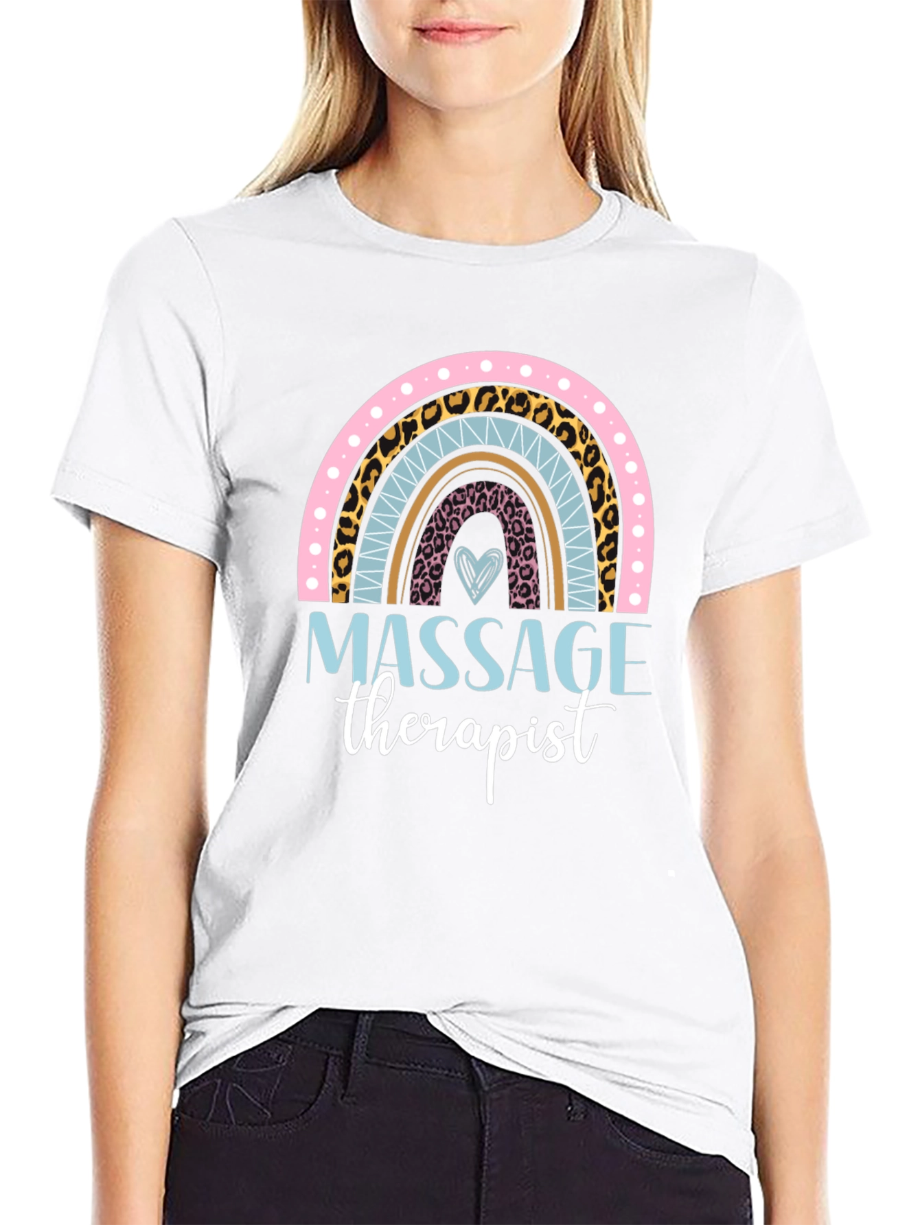 Black Massage Therapist Rainbow Graphic T-Shirt view 9