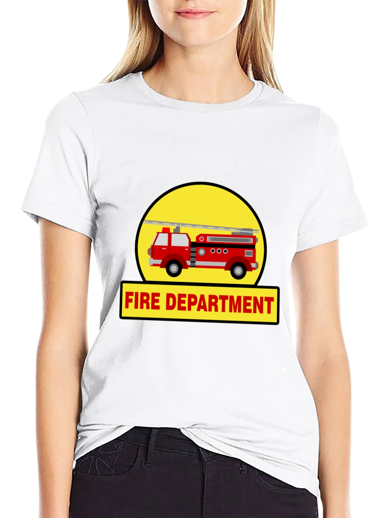 Black Fire Department Truck Graphic Tee view 9