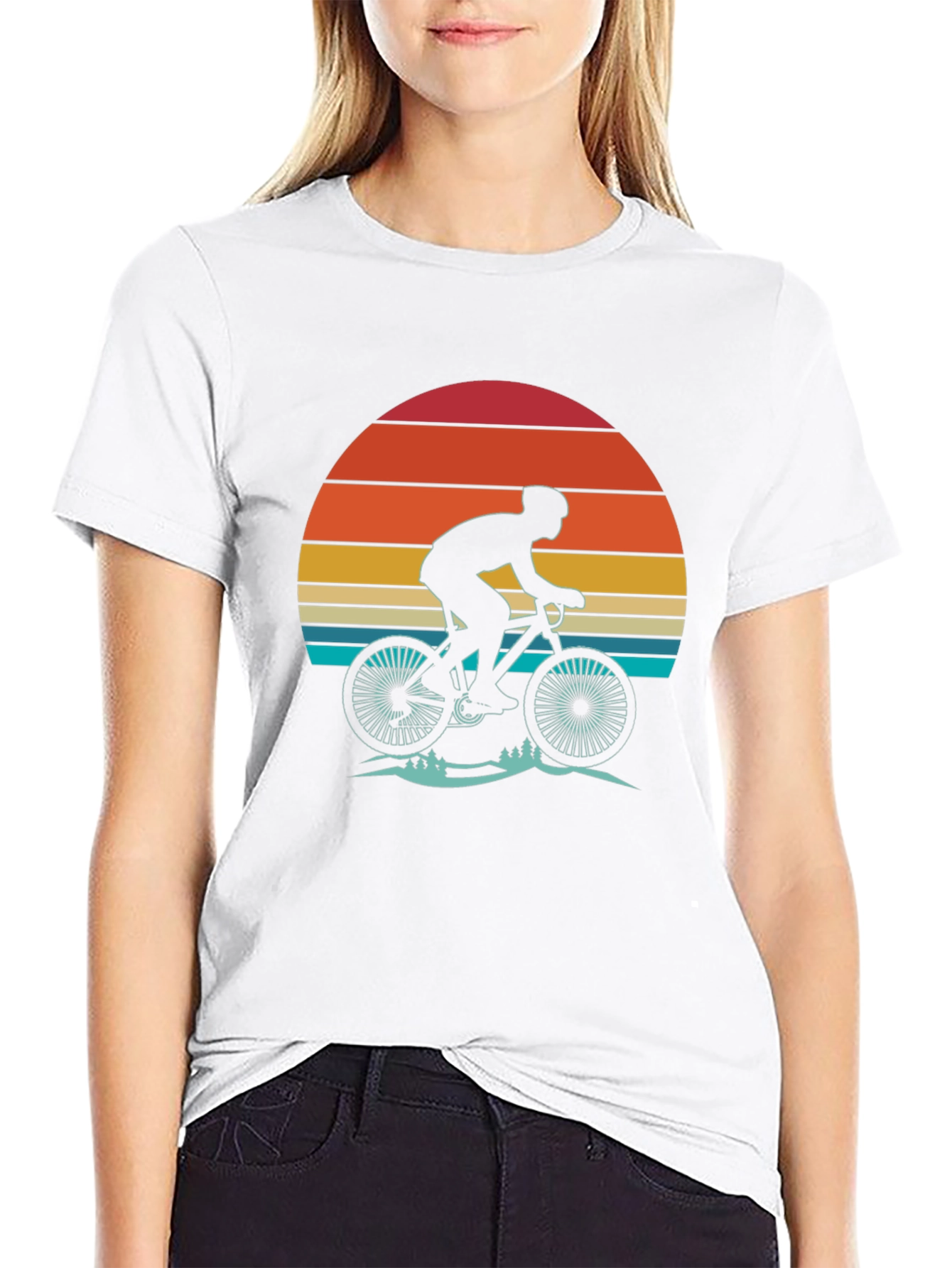 Black Retro Sunset Biker T-Shirt - Vintage Cycling Tee view 9